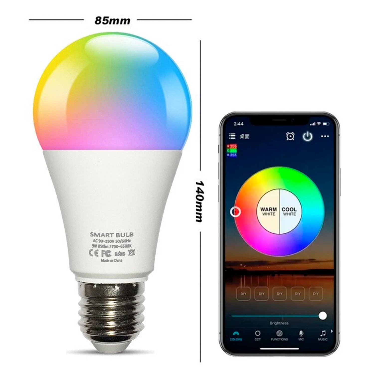 Ampolleta Smart Bulb Wifi RGB Voice Control Alexa Google | Lifemax - LifeMax Distribuidora