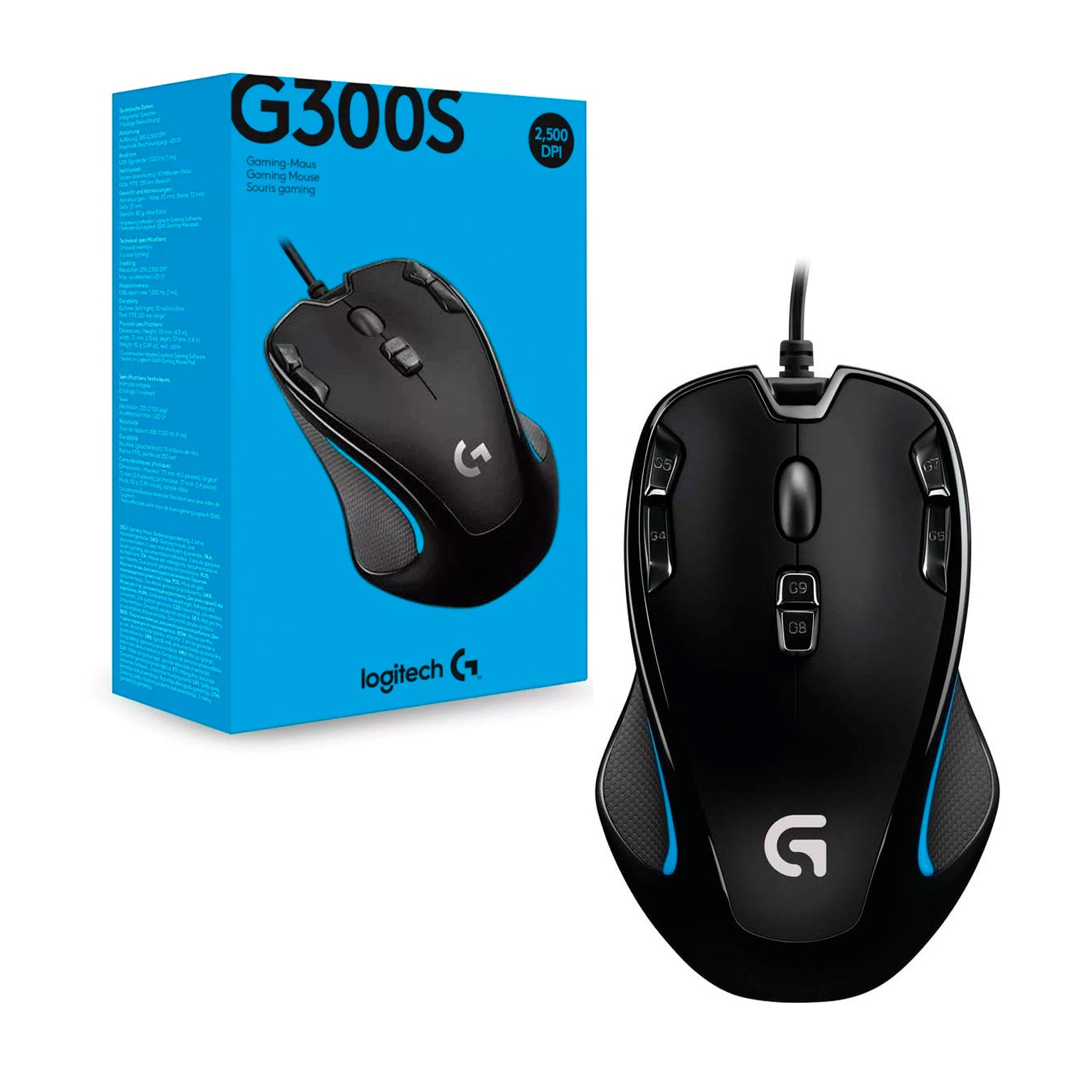 Mouse Gamer USB Logitech G300S Iluminacion Programable Sensor 200-2500dpi Velocidad 1ms 9 Botones - Mayorista de Tecnología