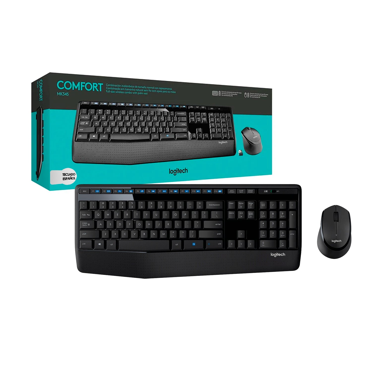 Kit Teclado y Mouse Inalambrico Logitech MK345 Comfort RF USB 2.4GHz 1000dpi Reposamanos Integrado - Mayorista de Tecnología