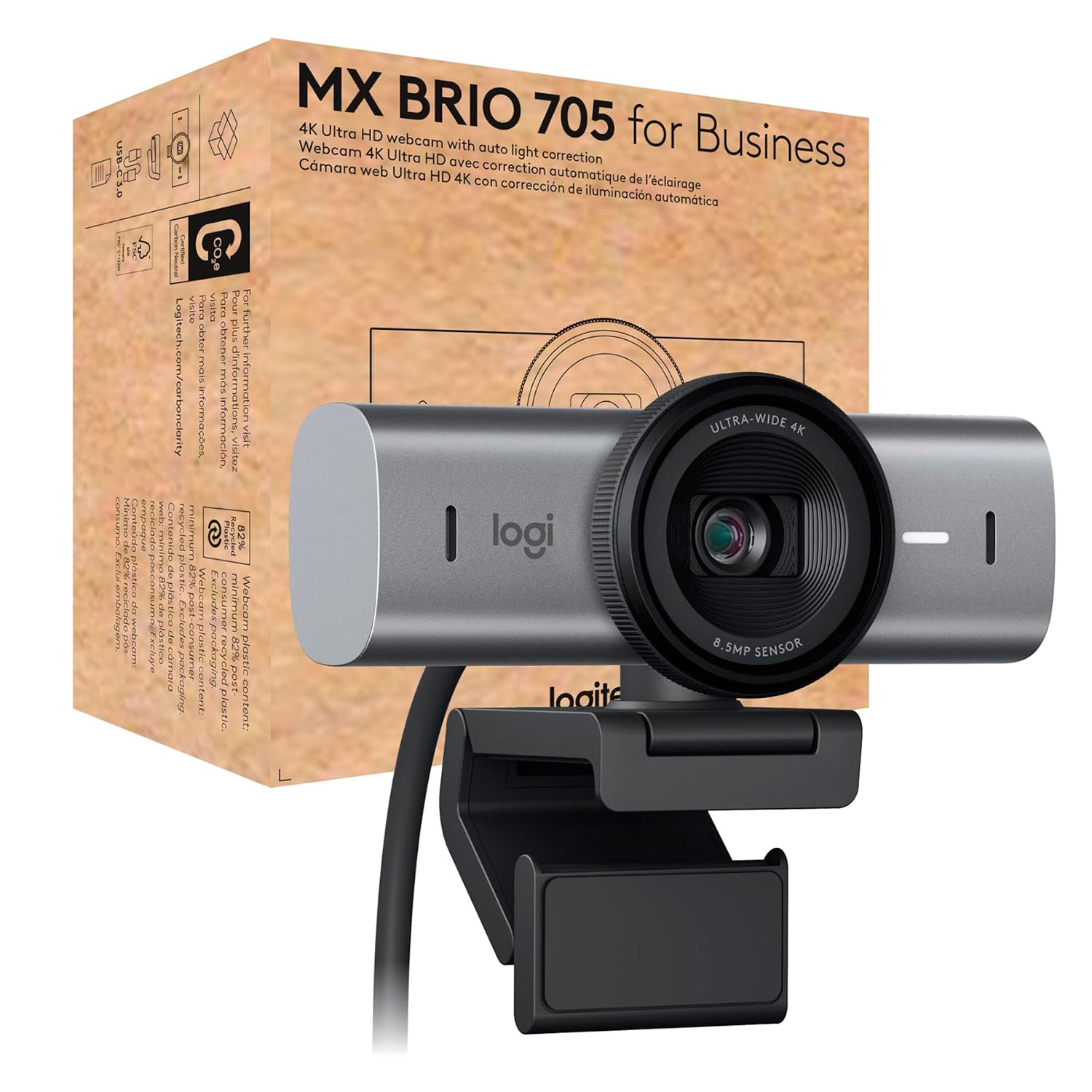 Camara Webcam Logitech MX Brio 705 Empresarial 4K 8,5MP 60fps USB-C Autoencuadre Enfoque Automatico - Mayorista de Tecnología