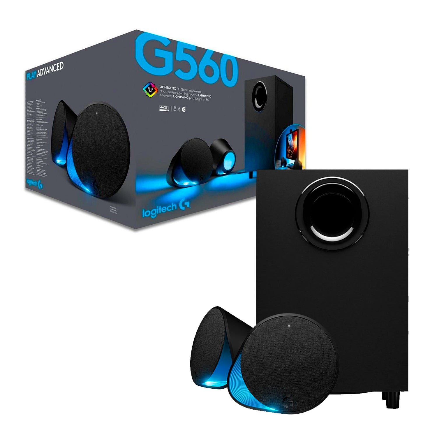 Parlantes y Subwoofer Logitech G560 Lightsync PC Gaming Sistema 2.1 DTS:X Ultra Potencia 240W