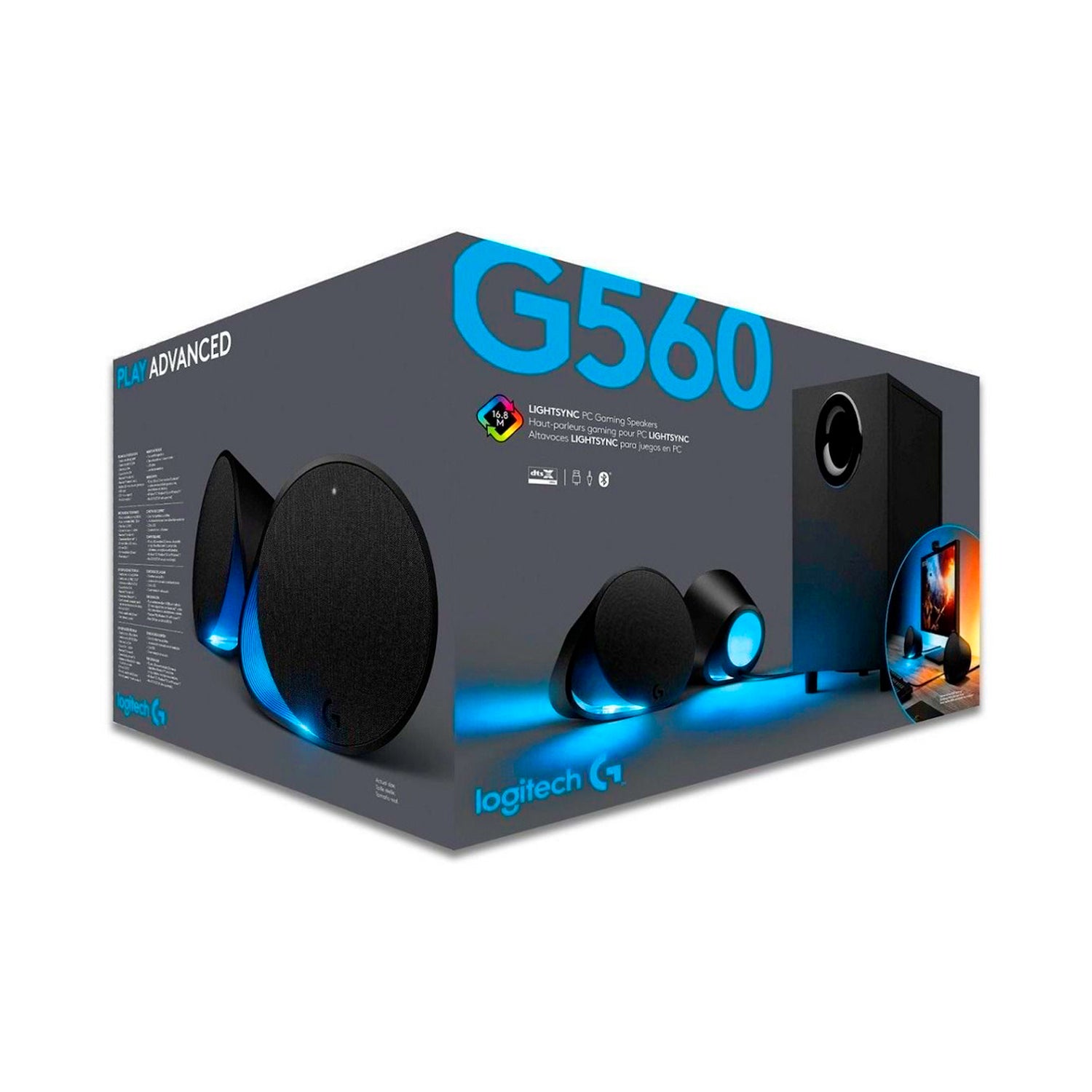 Parlantes y Subwoofer Logitech G560 Lightsync PC Gaming Sistema 2.1 DTS:X Ultra Potencia 240W