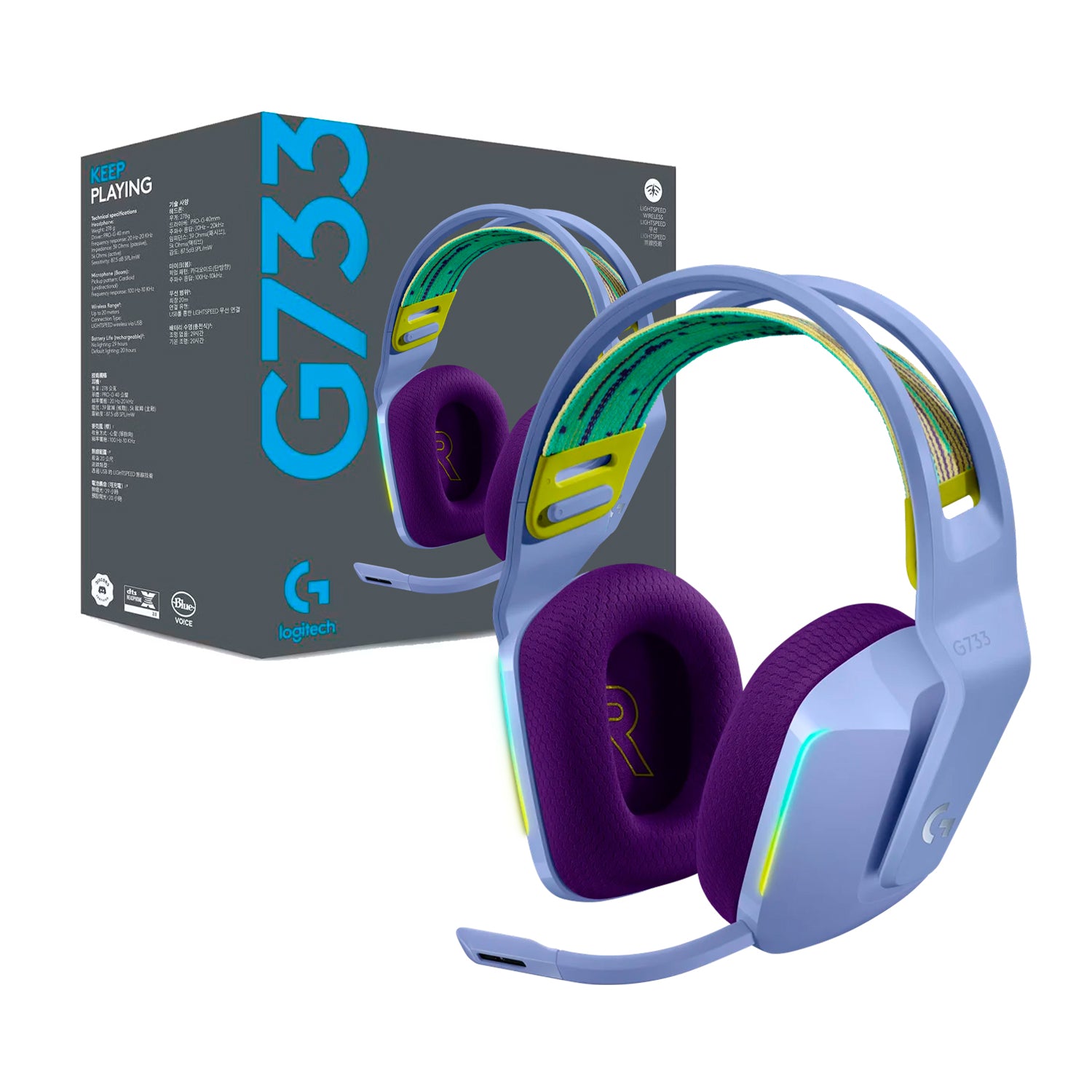 Audifonos Gamer Inalambricos Logitech G733 Recargable Lightspeed Headphone:X 2.0 Microfono Cardioide - Mayorista de Tecnología