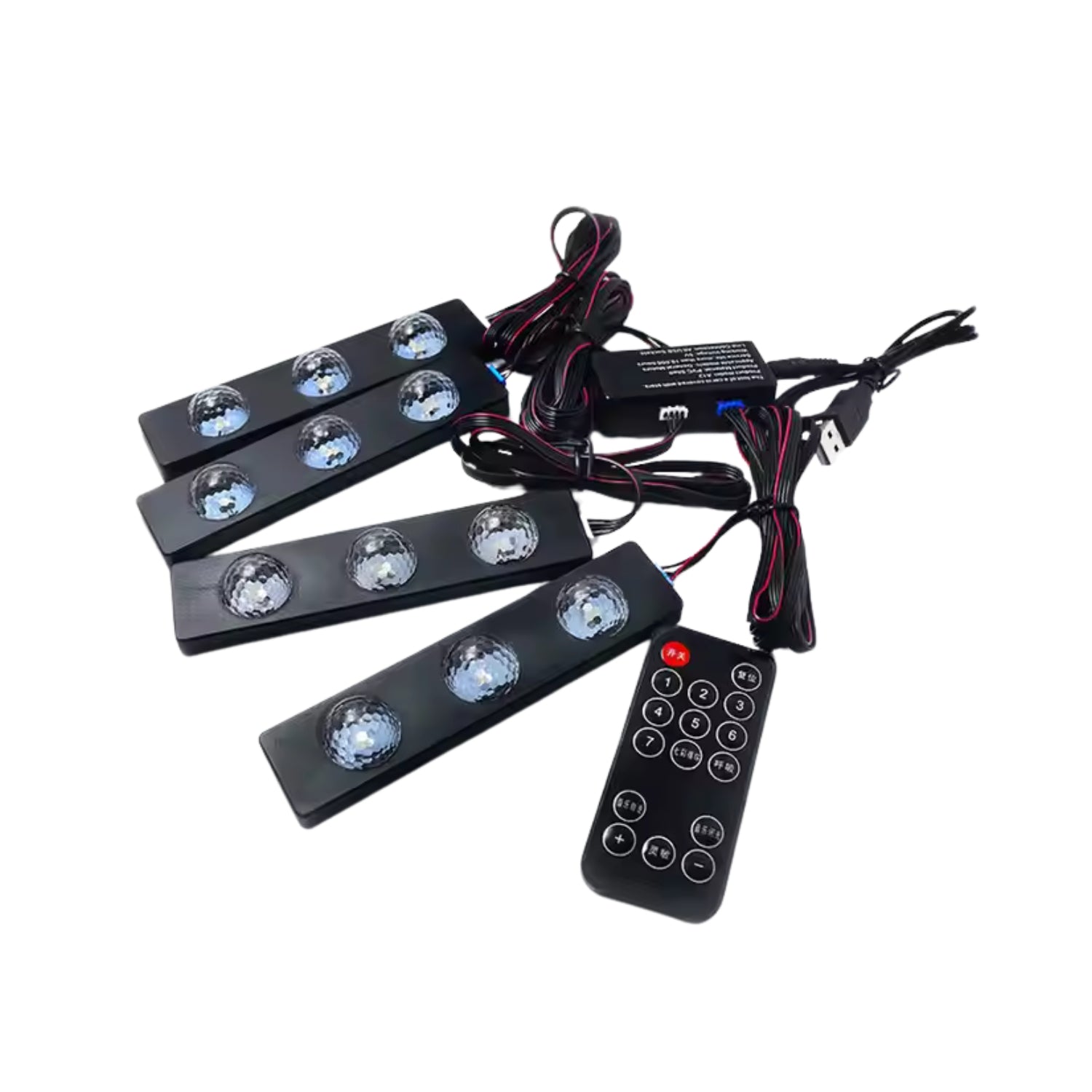 Kit 4 Luces Led Interior Auto 5v Multicolor Conexion USB