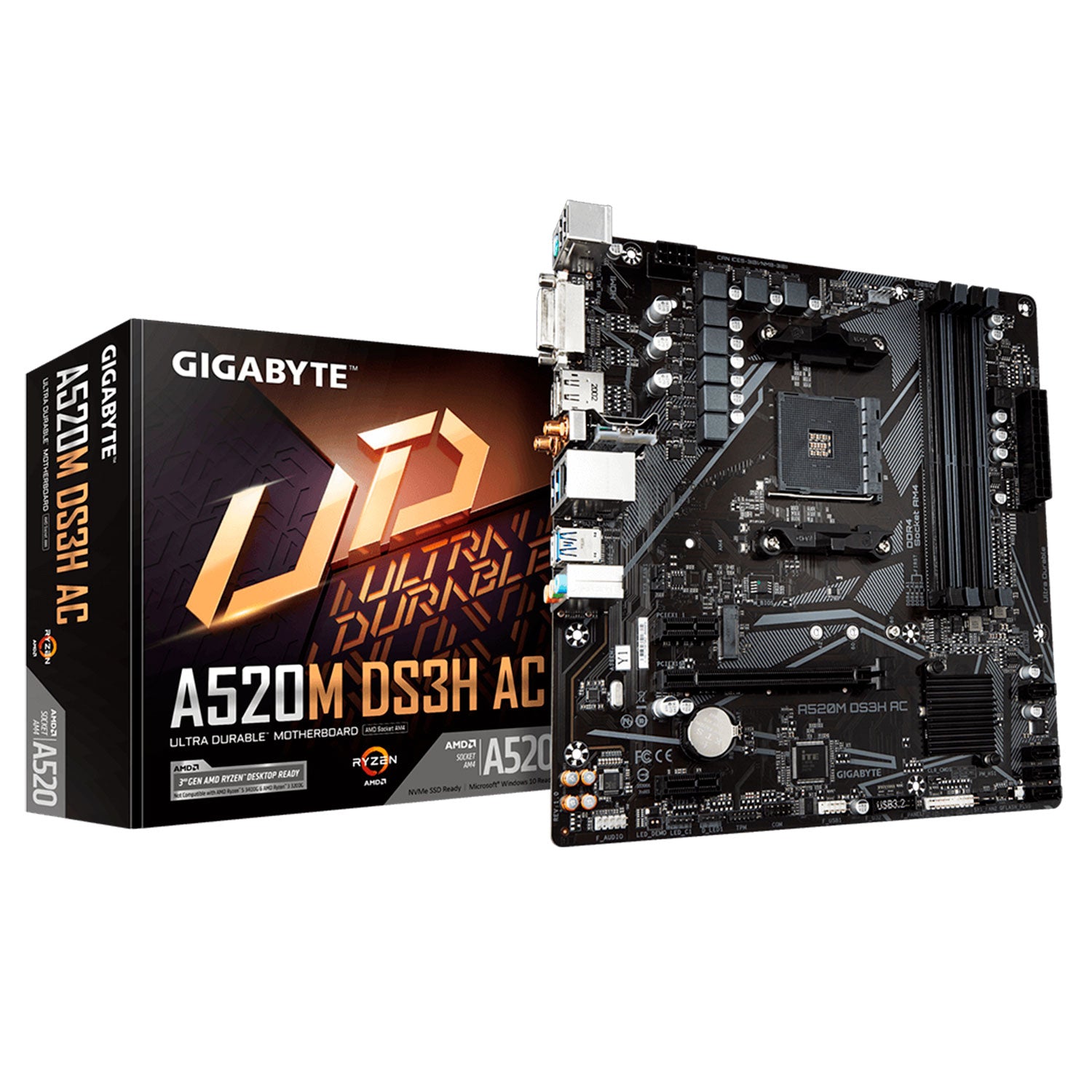 Placa Madre Gigabyte A520M DS3H AC VRM Pcle 3.0 M.2 WIFI RGB Fusion 2.0 Fan 5 [ A520MDS3HAC ] - Mayorista de Tecnología