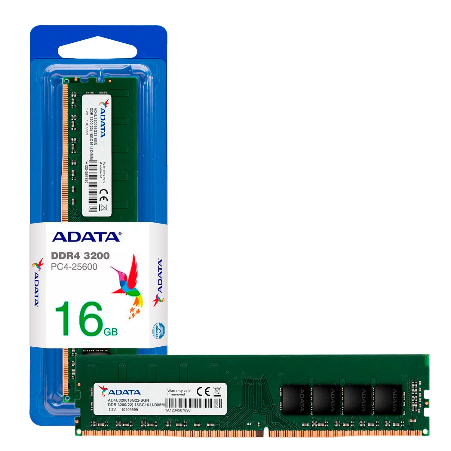 Memoria Ram PC Adata 16GB DDR4-DIMM 3200MHz CL22 1.2V Pin 282 PC4-25600 [ AD4U320016G22-SGN ] - Mayorista de Tecnología