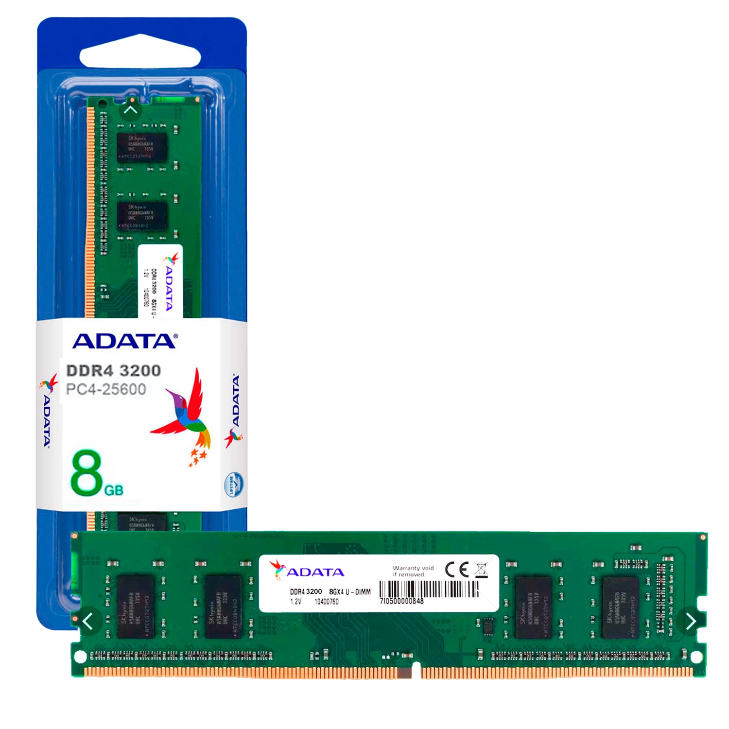 Memoria Ram PC Adata 8GB DDR4-DIMM 3200MHz CL22 1.2V Pin 282 PC4-25600 [ AD4U32008G22-SGN ]