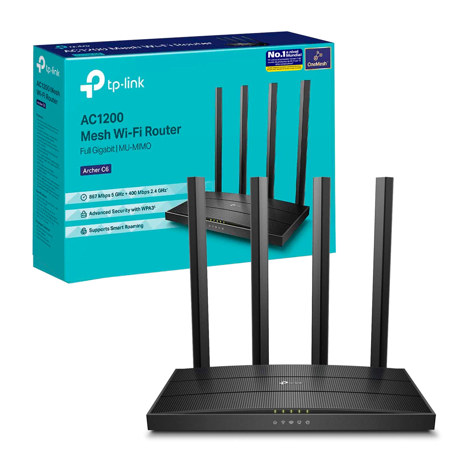 Router Inalambrico TP-Link Archer C6 AC1200 Full Gigabit MU-MIMO Dual Band 5GHz/2.4GHz 4 Antenas