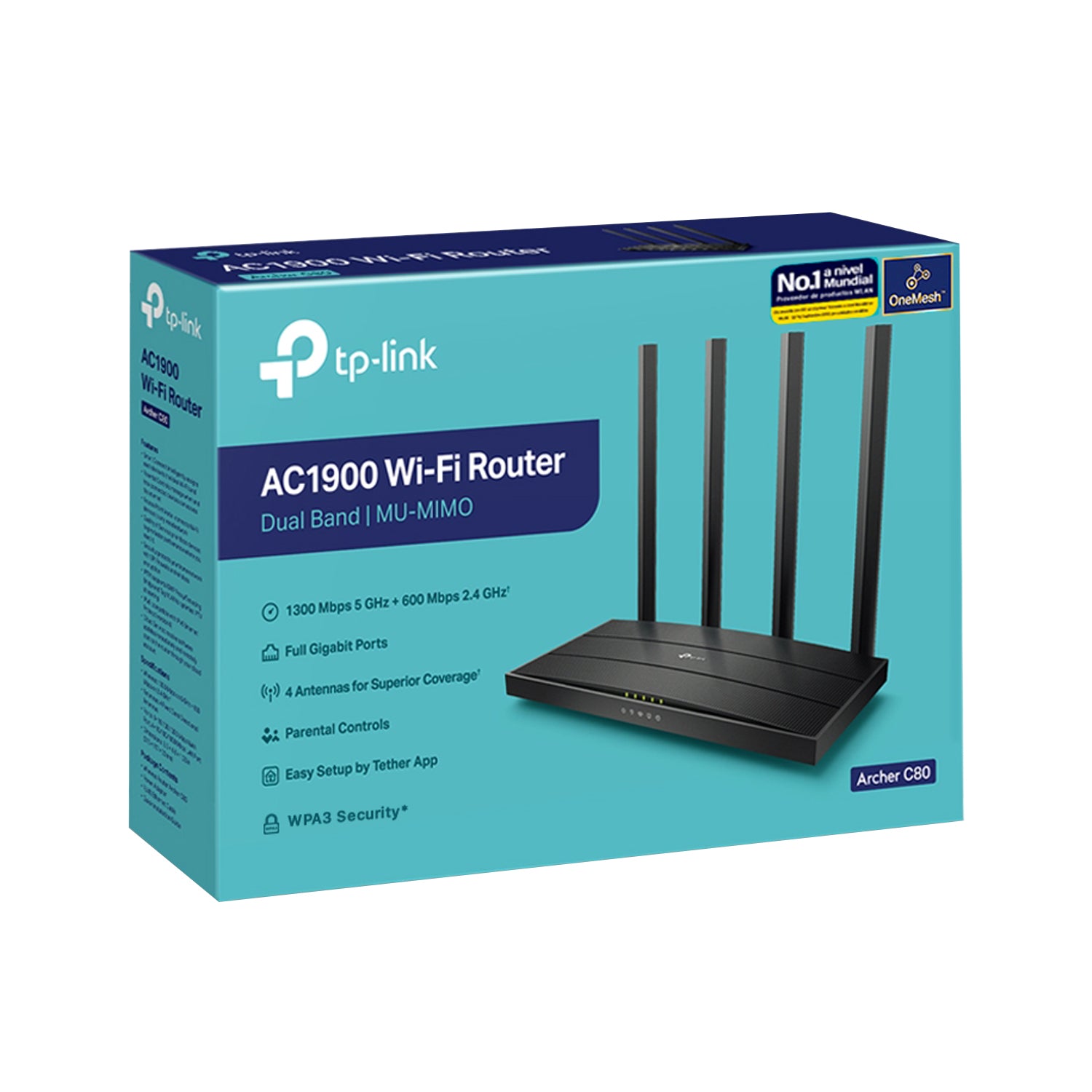 Router Inalambrico TP-Link Archer C80 AC1900 Dual Band 5GHz/2.4GHz MU-MIMO 3×3 MIMO 4 Antenas