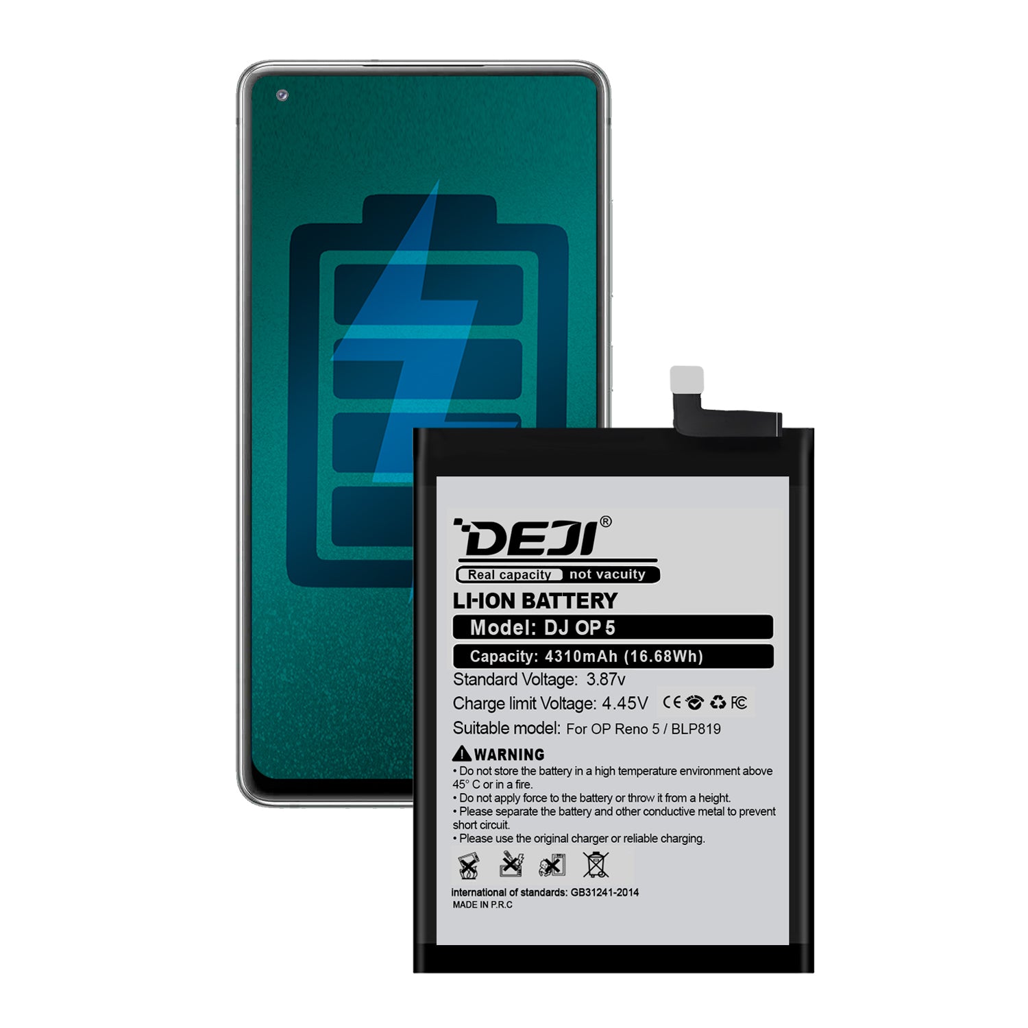 Bateria para Oppo Reno 5 / Reno 5 Lite / Reno 5Z DEJI IC Original Capacidad 4310mAh Maxima Duracion