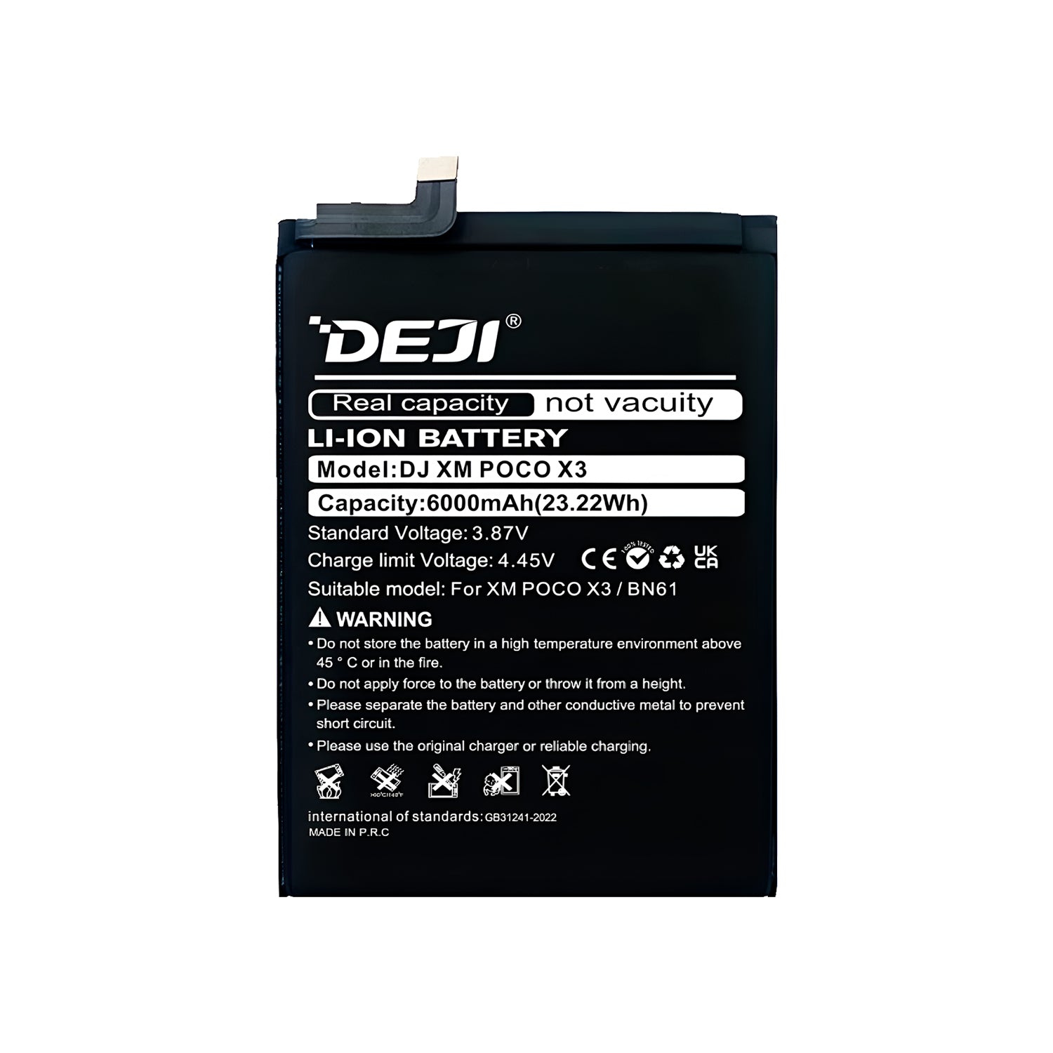Bateria para Xiaomi Poco X3 Pro DEJI IC Original Capacidad 6000mAh Maxima Duracion