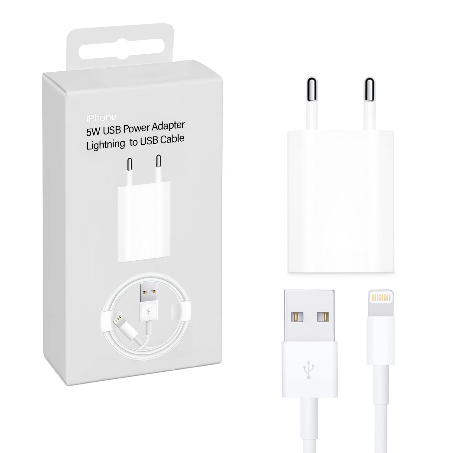 Cargador Compatible con iPhone 5 / 6 / 7 / 8 / X / XS / XR 5W Cable USB a Lightning - LifeMax Distribuidora