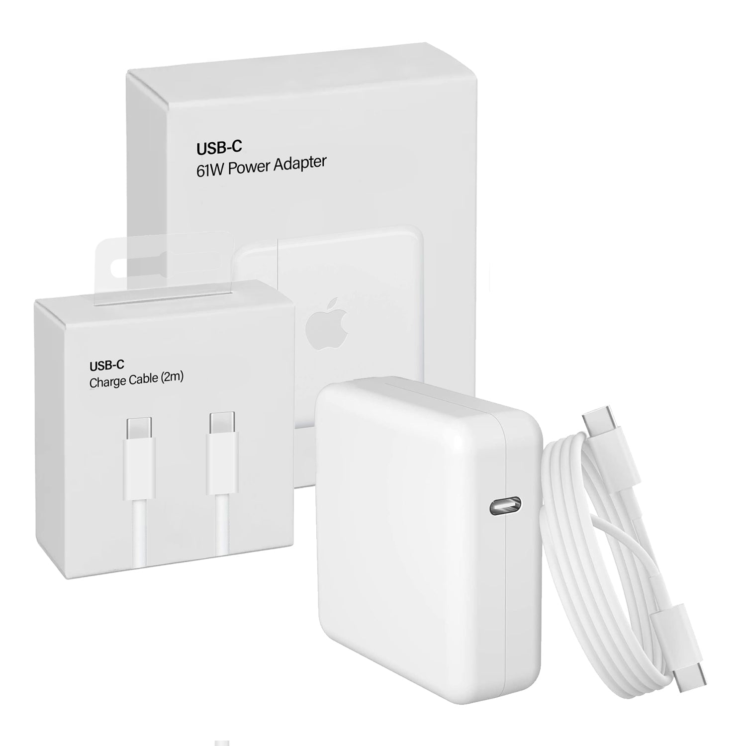 Cargador Compatible con Macbook Pro USB-C 61W + Cable USB-C a USB-C 2 metros - Mayorista de Tecnología