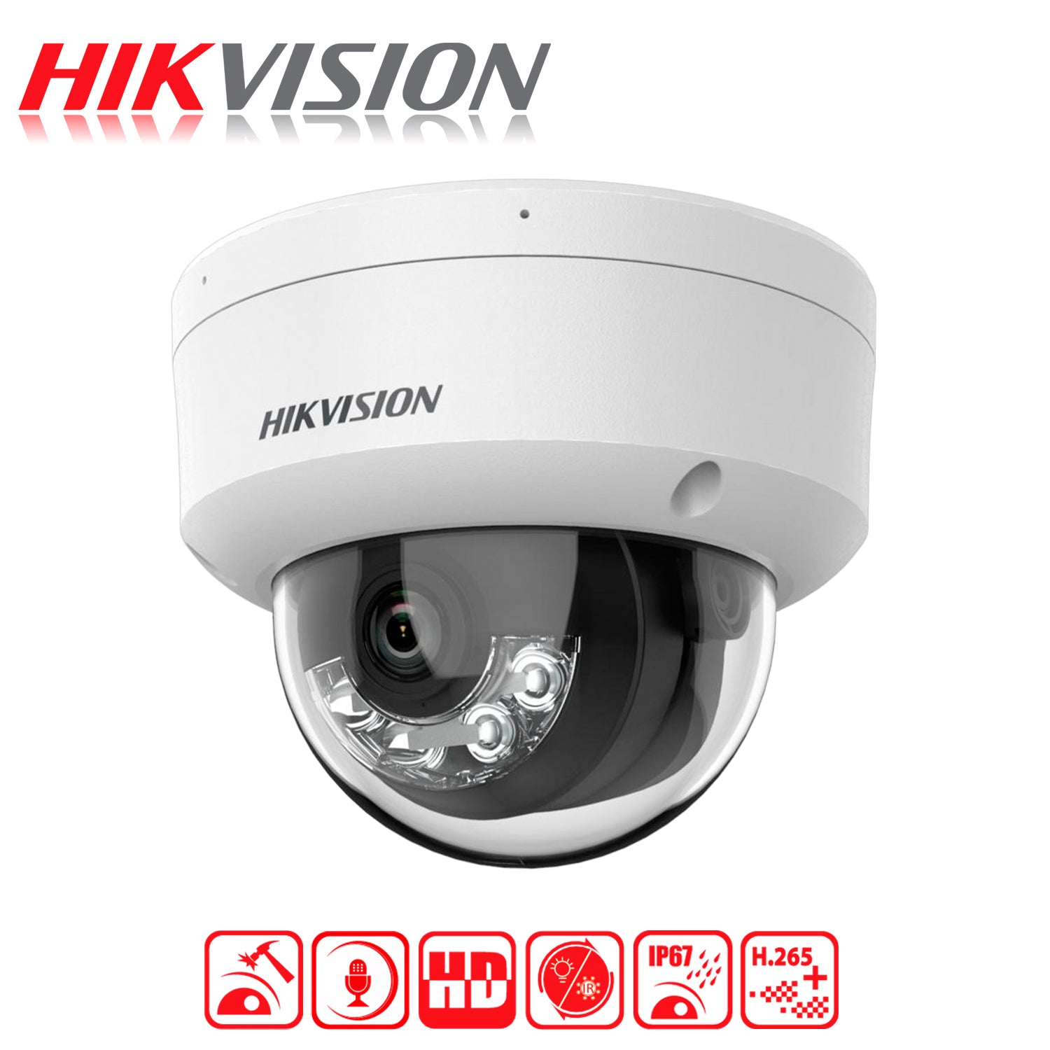 Camara IP Domo Hikvision Smart Hybrid Light 2MP 2.8MM IR30M Microfono Integrado Proteccion IP67 IK08