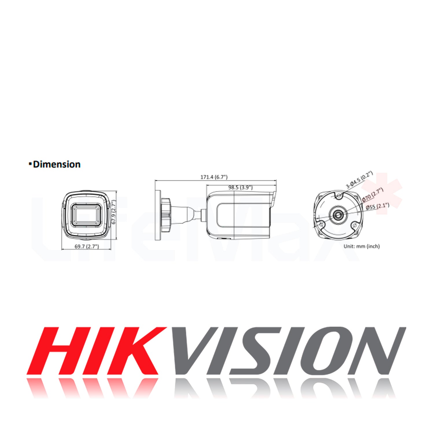 Camara IP Bala Hikvision Exir HD 2MP 2.8MM H.265+ IR30M 120dB MicroSD Hasta 256GB Proteccion IP67