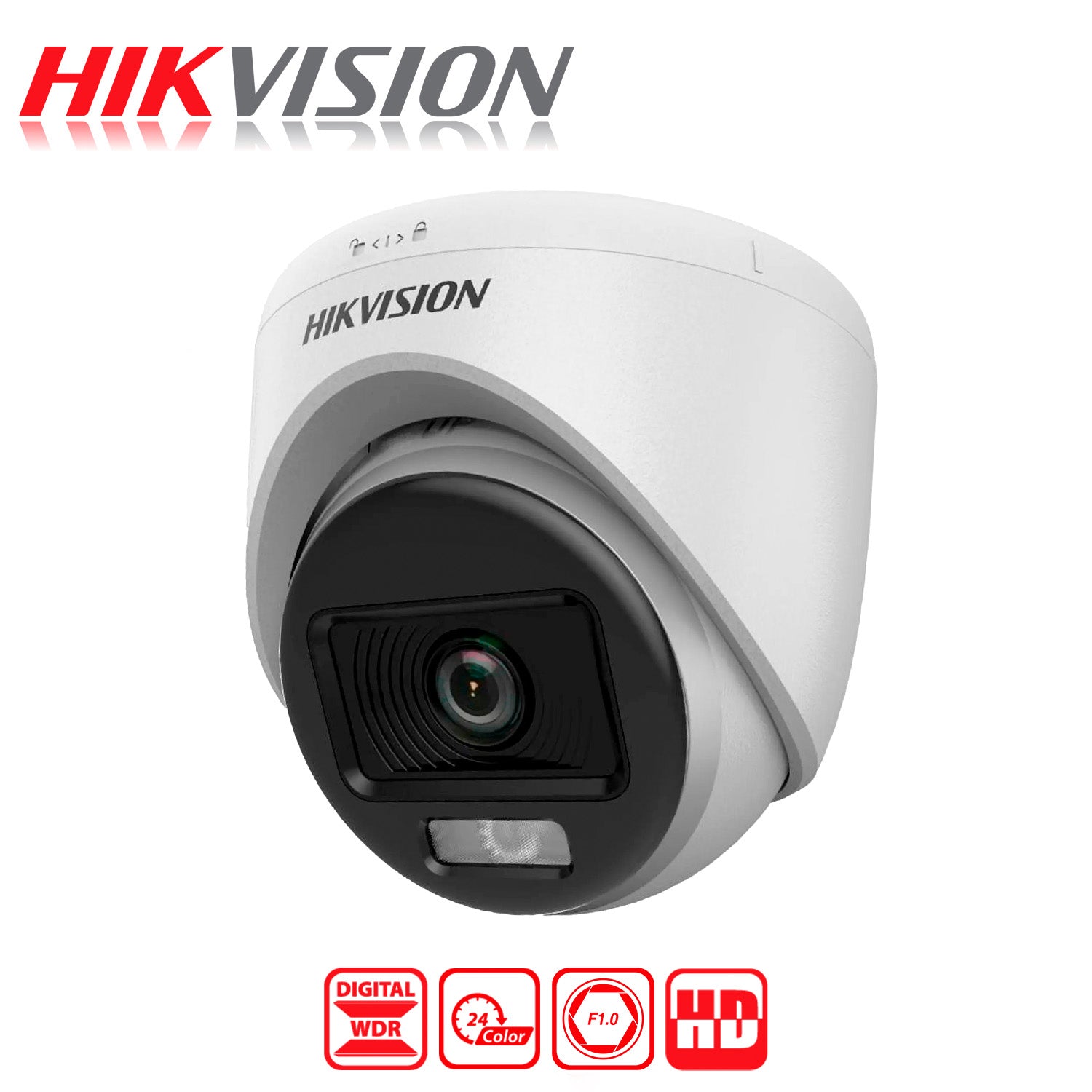 Camara de Seguridad Analoga Domo Hikvision ColorVu 2MP Lente 2.8MM Alarma Luz Blanca Fija 20M 3D DNR