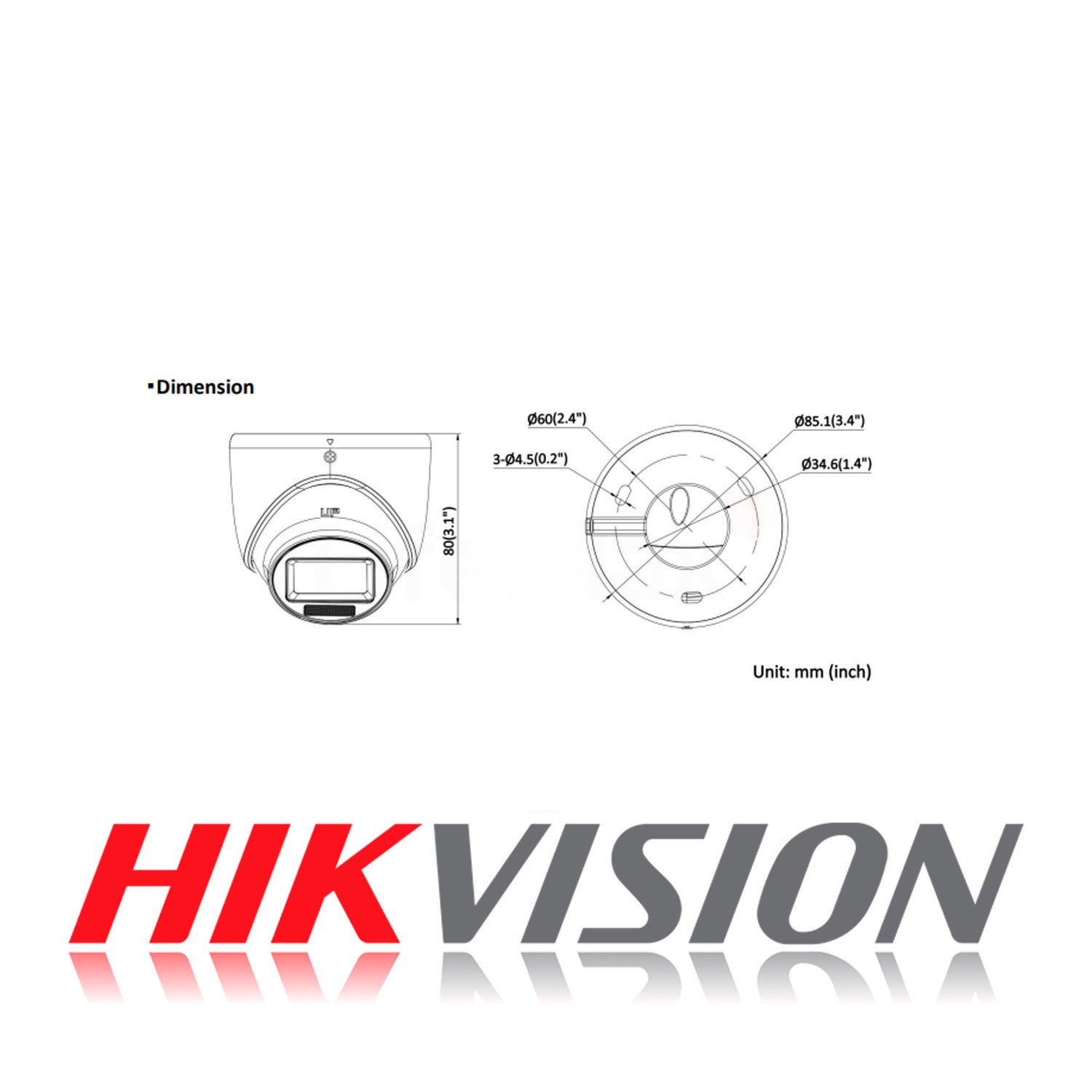 Camara de Seguridad Analoga Domo Hikvision ColorVu 2MP Lente 2.8MM Alarma Luz Blanca Fija 20M 3D DNR