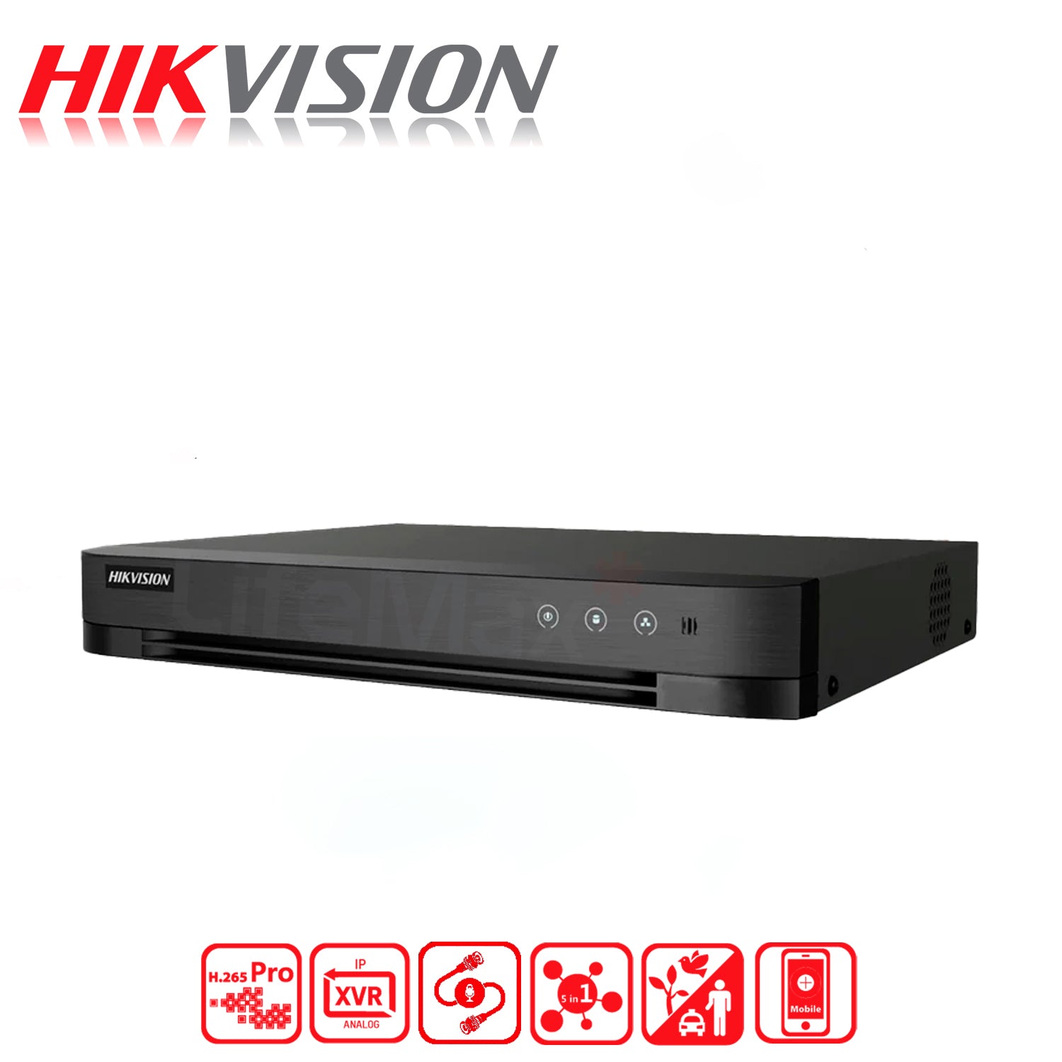 DVR 4 Canales Turbo HD Pentahibrido Hikvision Video Grabador H.265 pro+ Max 5 Camaras IP