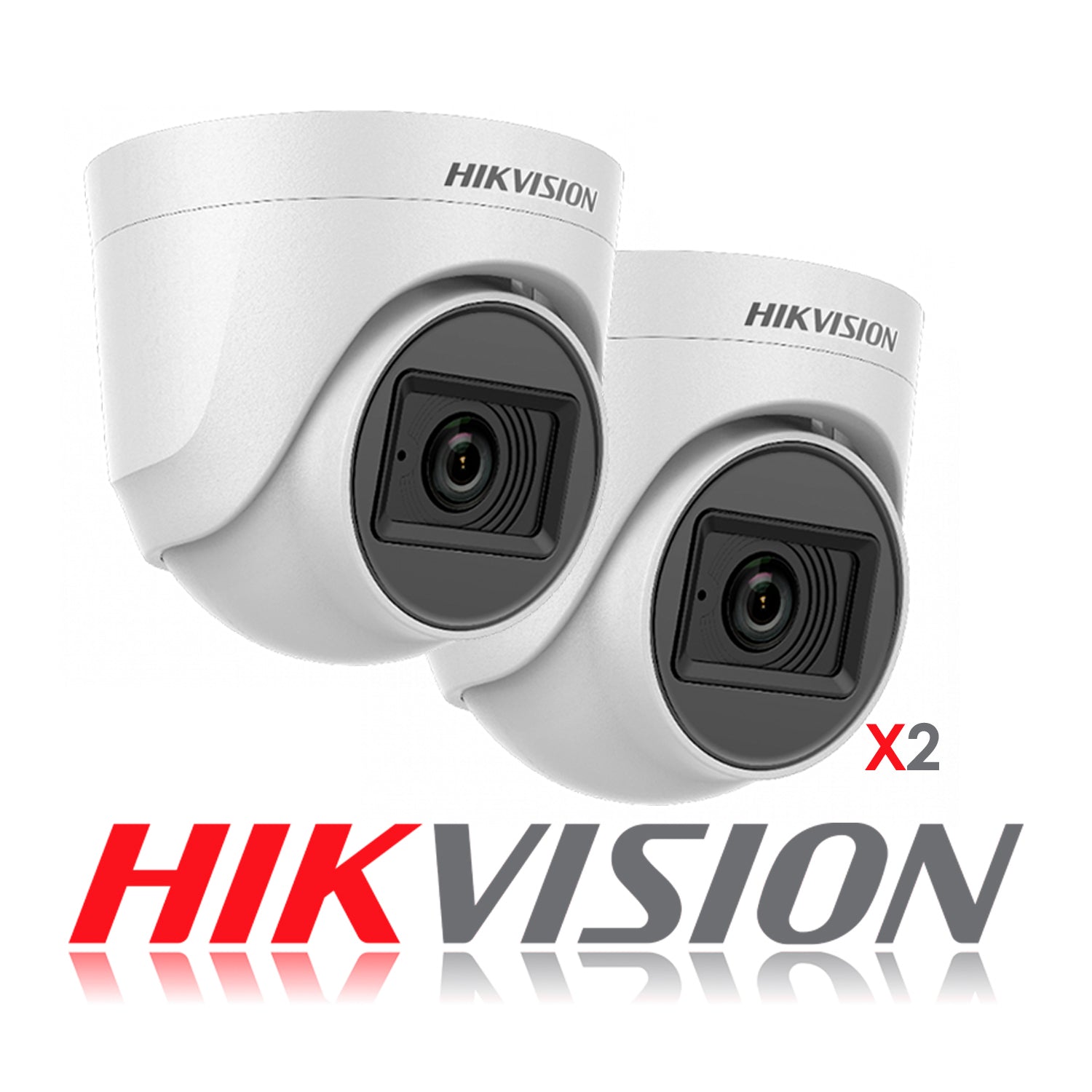 Kit de Camaras de Seguridad + DVR 4 Canales Hikvision Turbo HD eSSD 300GB 2 Camaras Bala 2 Domo