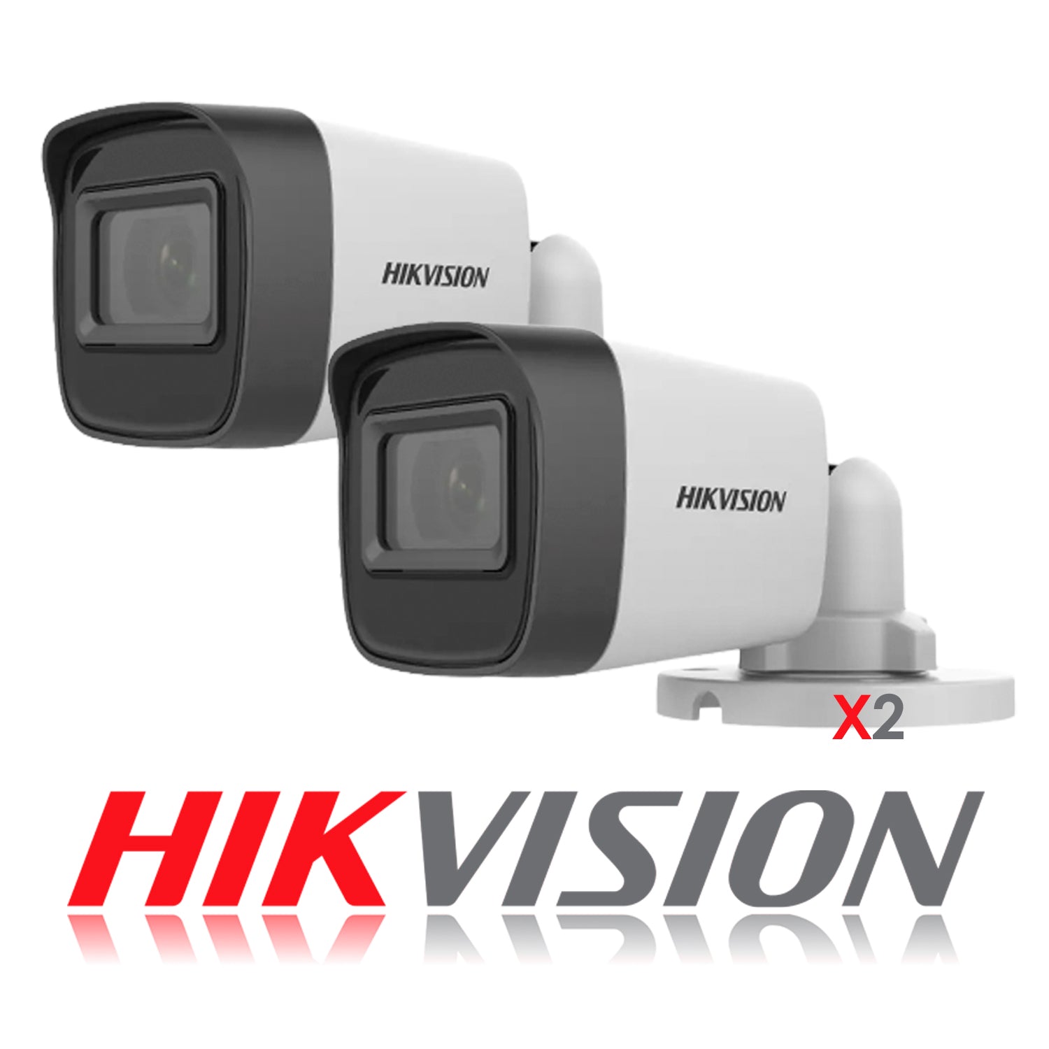 Kit de Camaras de Seguridad + DVR 4 Canales Hikvision Turbo HD eSSD 300GB 2 Camaras Bala 2 Domo