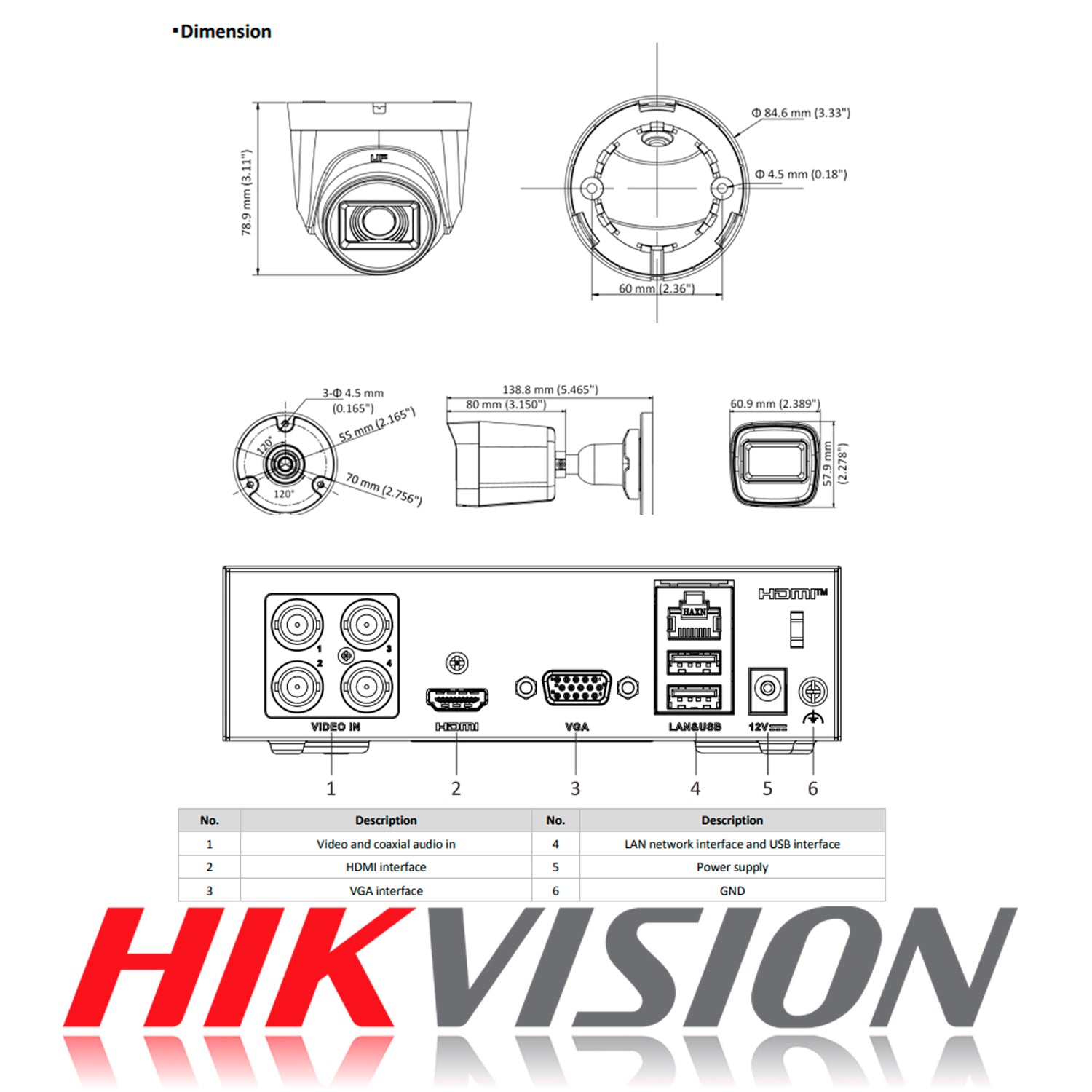 Kit de Camaras de Seguridad + DVR 4 Canales Hikvision Turbo HD eSSD 300GB 2 Camaras Bala 2 Domo