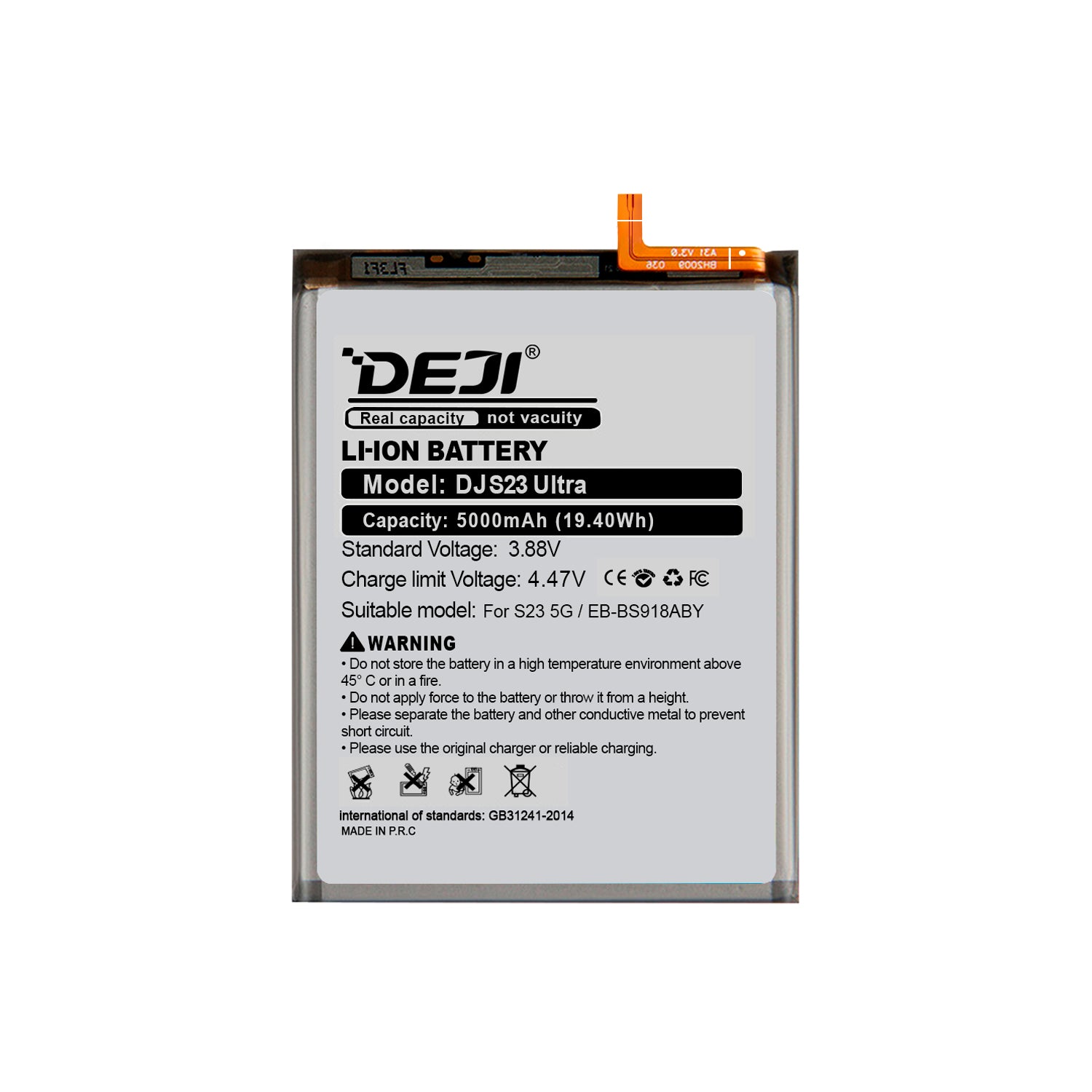 Bateria para Samsung S23 Ultra DEJI IC Original Capacidad 5000mAh Maxima Duracion