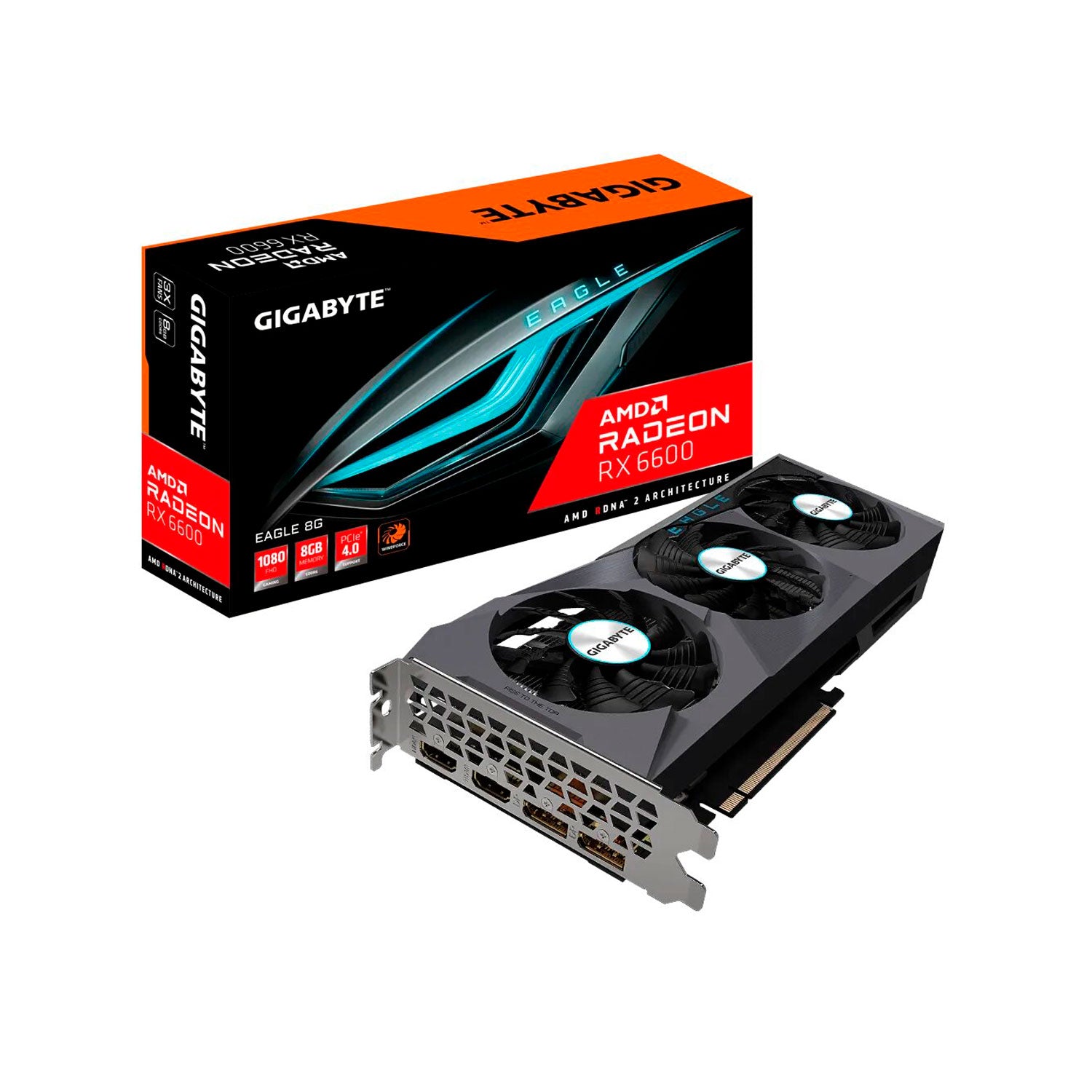 Tarjeta de Video Gigabyte Radeon RX6600 EAGLE 8GB GDDR 1080FHD PCle 4.0 3xFANS [ GV-R66EAGLE-8GD ] - Mayorista de Tecnología