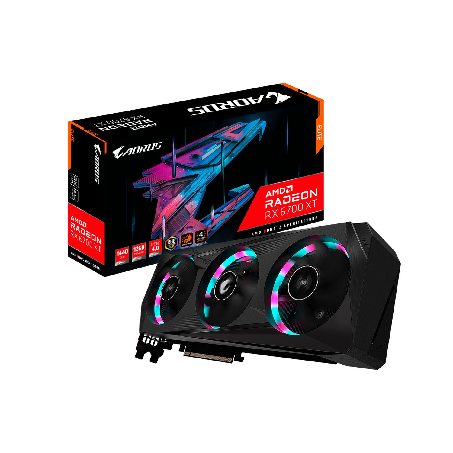 Tarjeta De Video Gigabyte Aorus Radeon RX6700XT Elite 1440QHD 12GB PCle 4.0 [ GV-R67XTAORUS-E-12GD ] - Mayorista de Tecnología