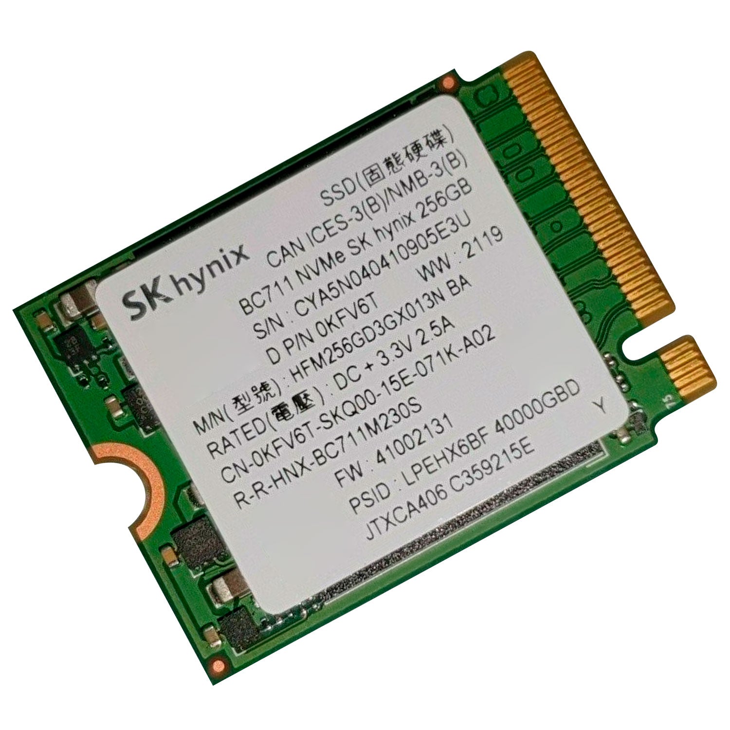 Disco SSD M.2 SK Hynix BC711 NVMe 256GB P/N 0KFV6T [ HFM256GD3GX013N-BA ] OpenBox - Mayorista de Tecnología