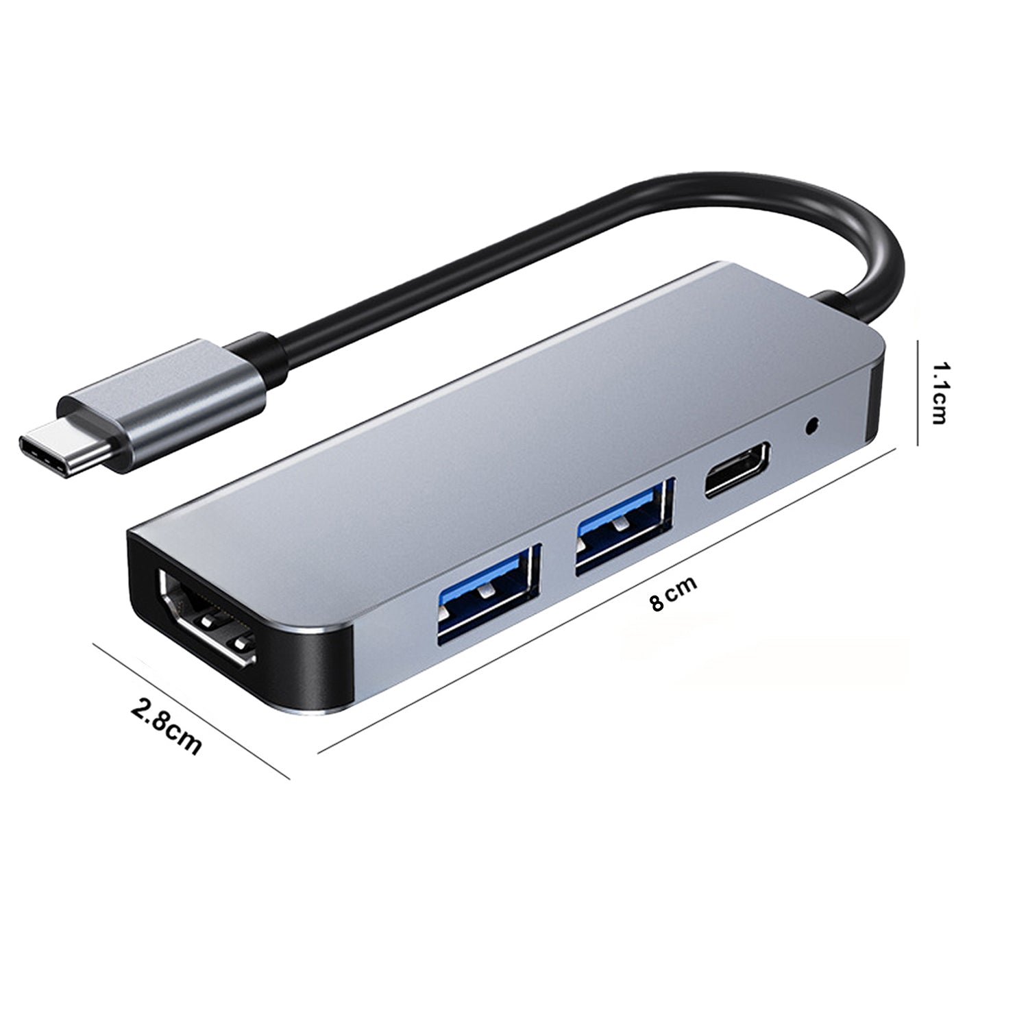 Adaptador Hub USB-C 4 en 1 Multipuerto HDTV 4K / USB 3.0 / USB-C PD 65W