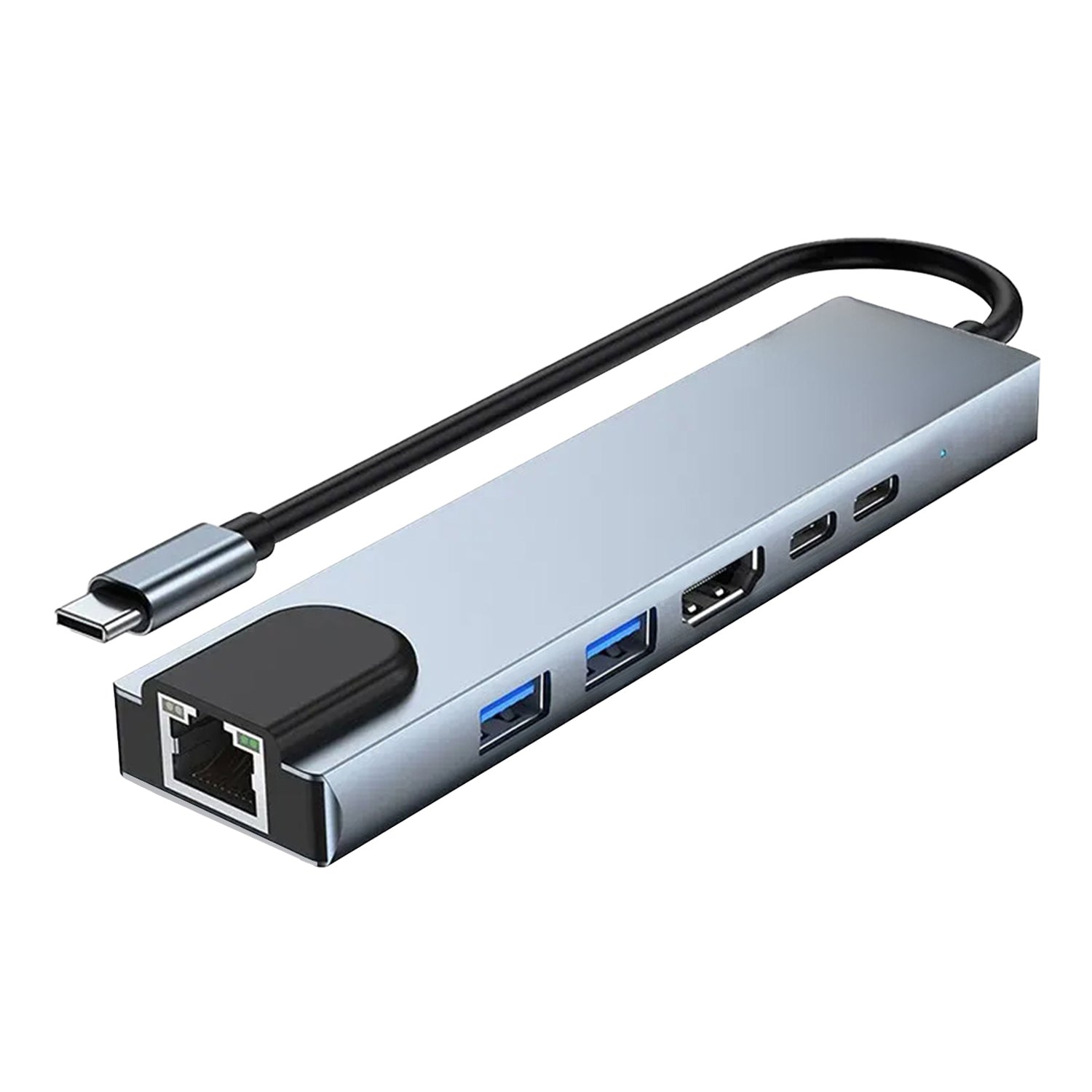 Adaptador Hub USB-C 6 en 1 Multipuerto HDTV 4K / RJ45 / USB / USB-C 3.0 / PD 87W - Mayorista de Tecnología