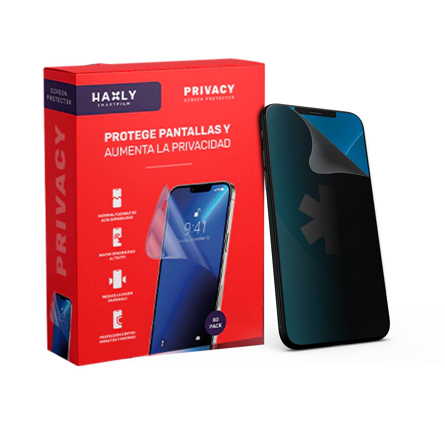 Pack 50 Laminas Hydrogel Haxly Privacy Antiespia Calidad AAA 180*120mm para Multiples Dispositivos