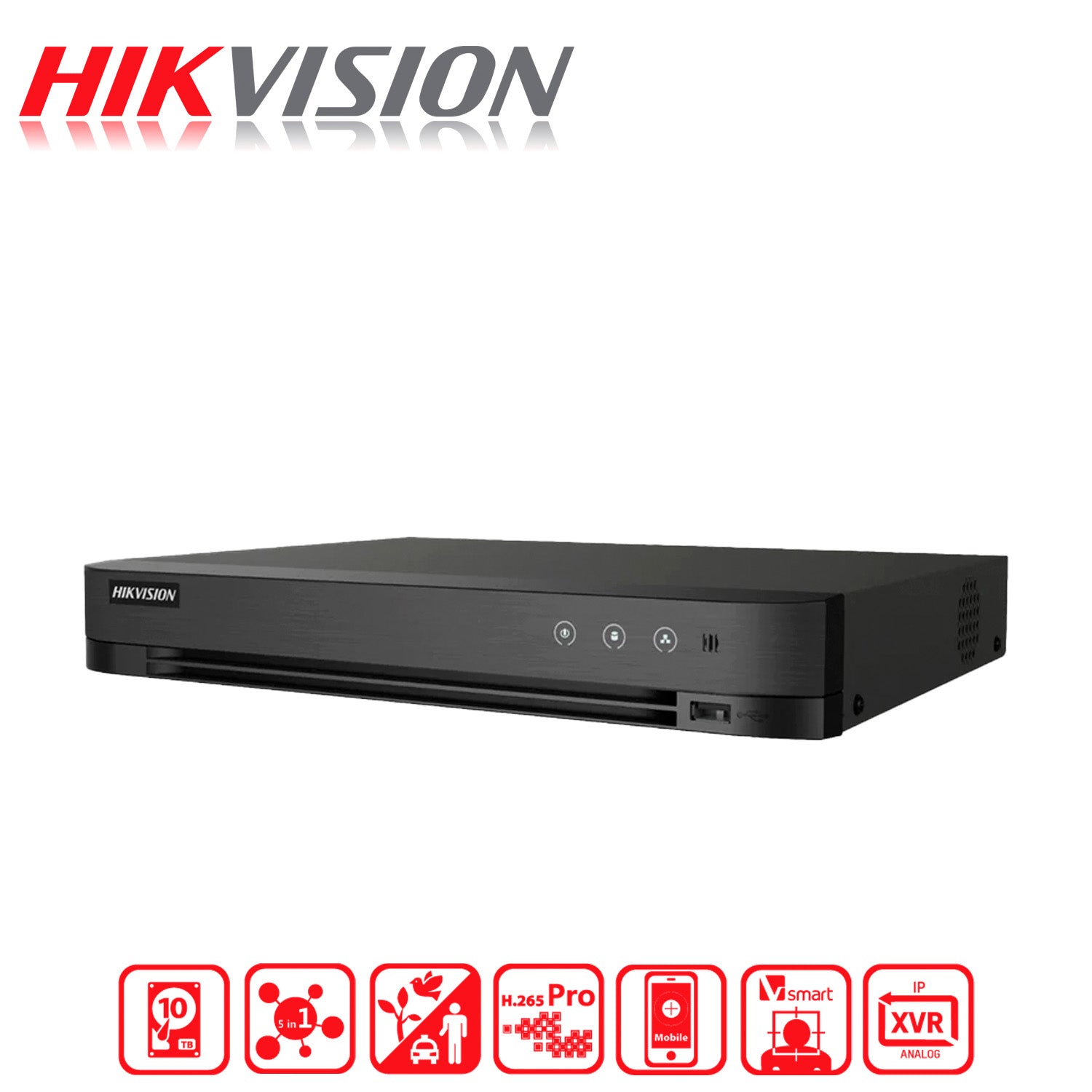 DVR 4 Canales Turbo HD Pentahibrido Hikvision Video Grabador H.265 pro+ AcuSense Max 6 Camaras Red