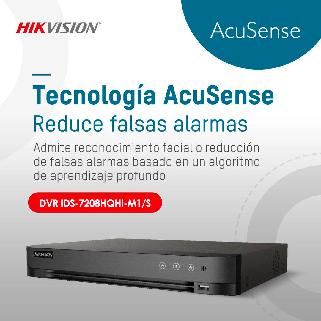 DVR 8 Canales Turbo HD Pentahibrido Hikvision Video Grabador H.265 pro+ AcuSense Max 12 Camaras Red