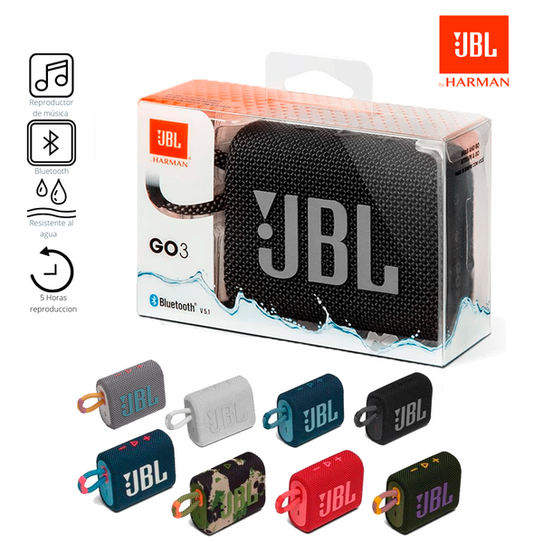 Parlante JBL GO 3 Harman Portatil Bluetooth 5.1 RMS 4.2W bateria 5 Hor