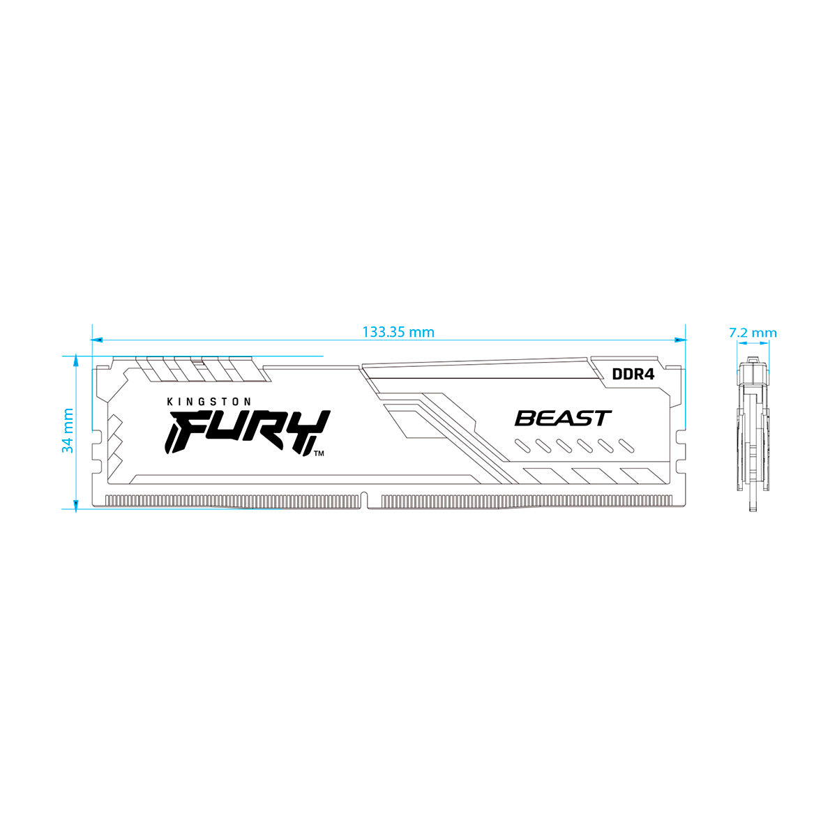 Memoria Ram PC Kingston Fury Renegade DDR4 8GB RGB 3600MHz 1.35V [ KF436C16RBA/8 ]