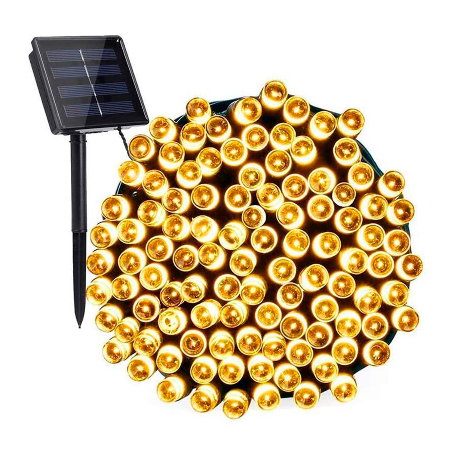 Luces Guirnalda Solar 100 Led Calidas Calido 10 Mts [ L66 ] - Mayorista de Tecnología