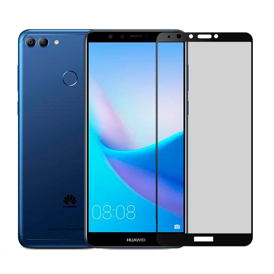 Lamina de Vidrio Templado Completa Resistente Compatible con Huawei Y9 2018