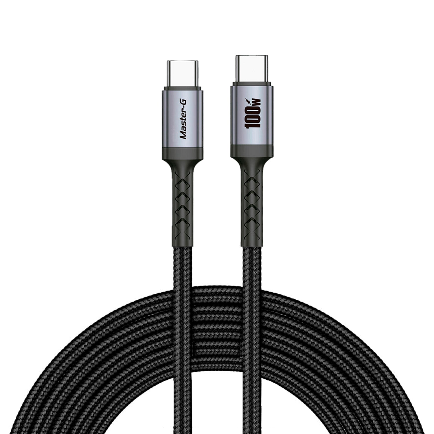 Cable USB-C a USB-C Master-G Carga Rapida 100W Cable Trenzado 1 Metro Antinudos