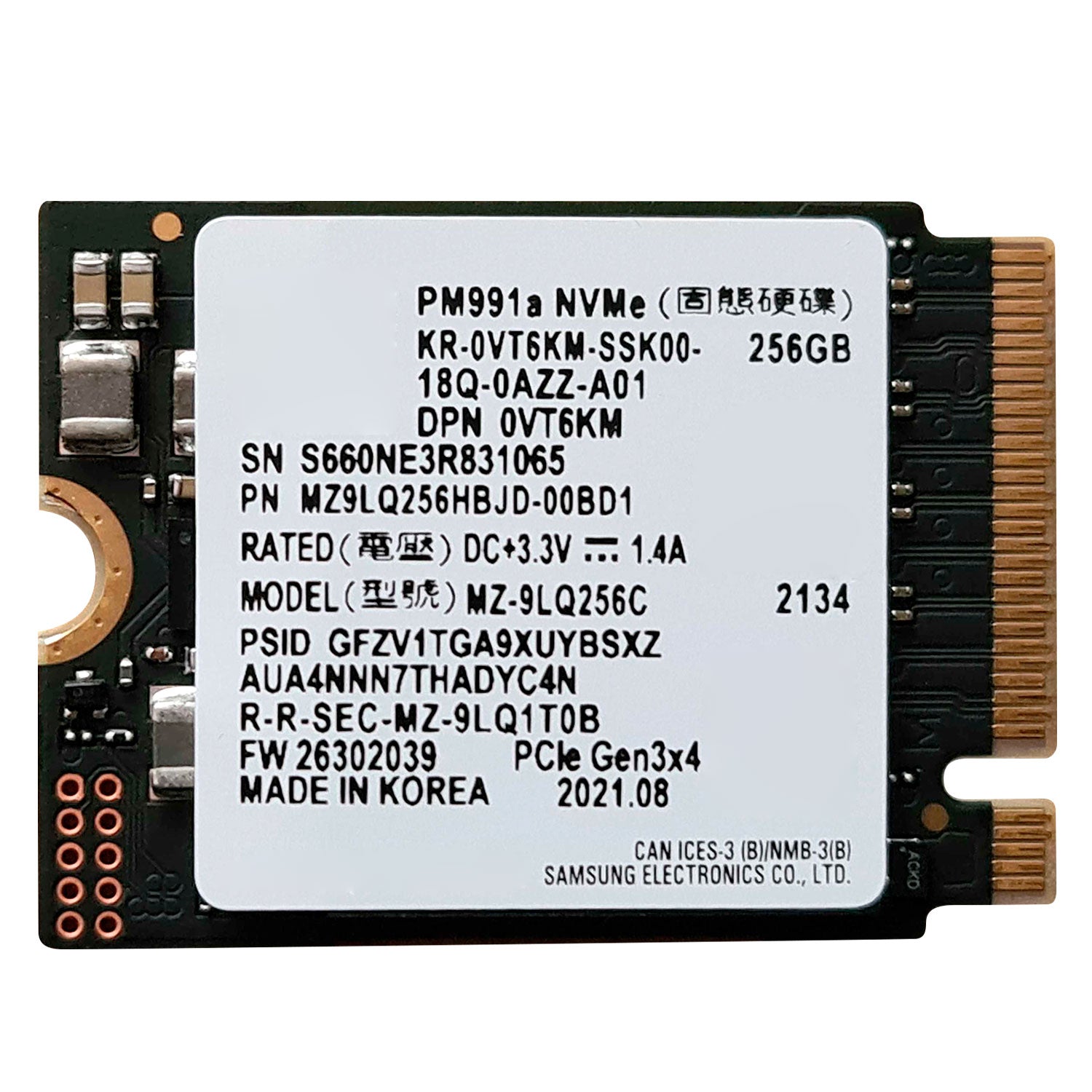 Disco SSD M.2 Samsung PM991a 256GB NVMe PCIe Gen3x4 MZ-9LQ256C [ MZ9LQ256HBJD-00BD1 ] Open Box - LifeMax Distribuidora