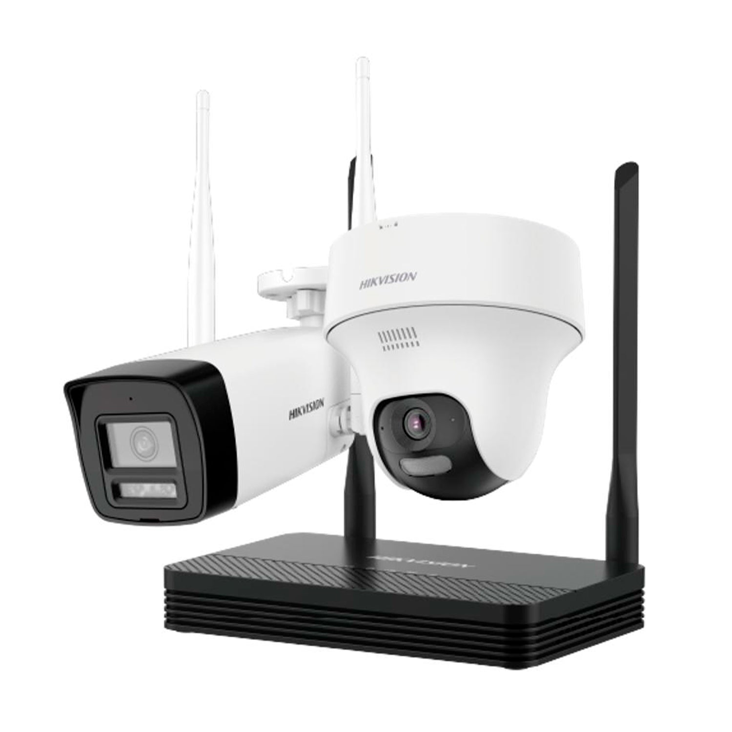 Kit de Camaras de Seguridad + NVS 4 Canales Hikvision WiFi EasyLink 1 Camara Bala + 1 Camara Domo