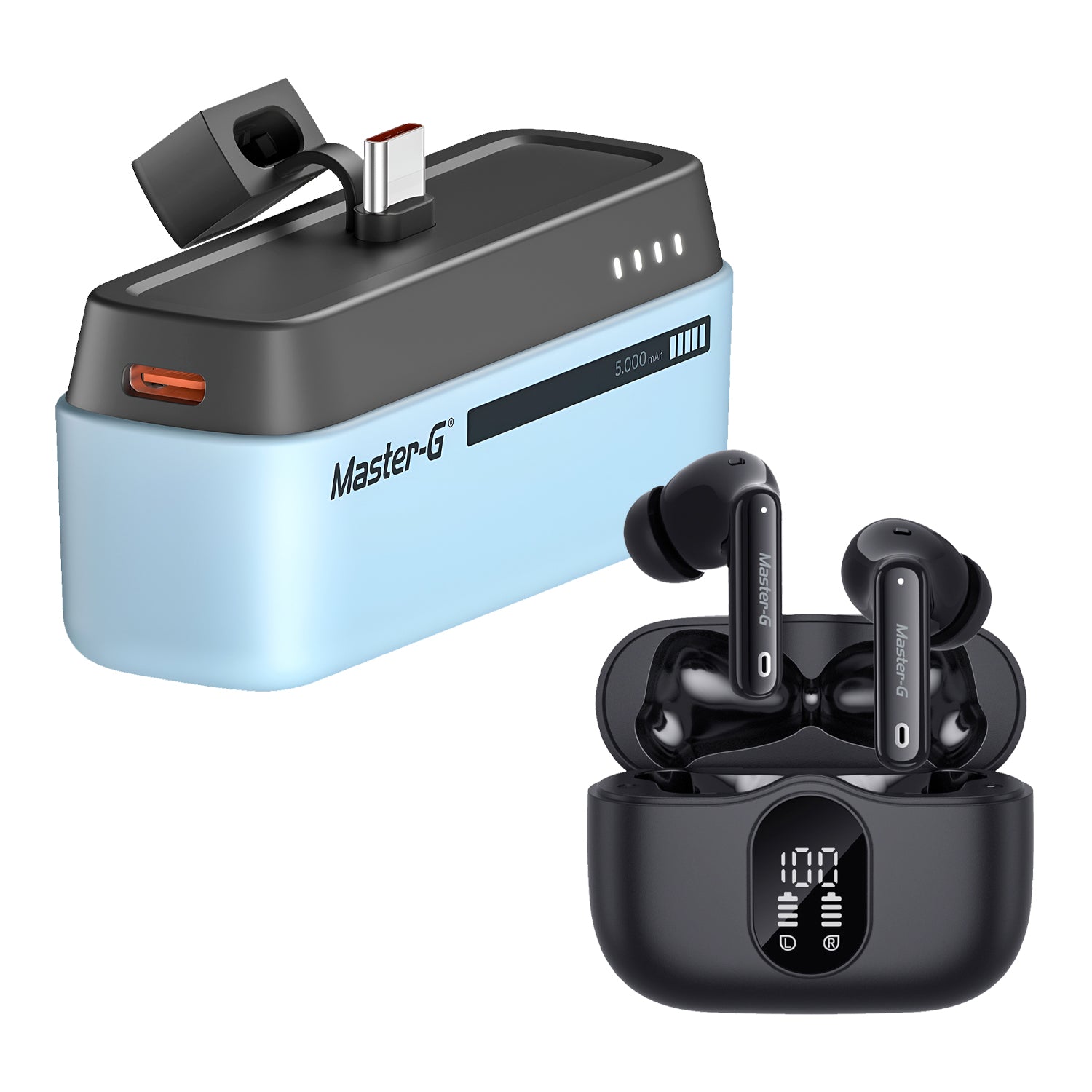 Kit Duo Audifonos Bluetooth + PowerBank 5.000 mAh Master-G