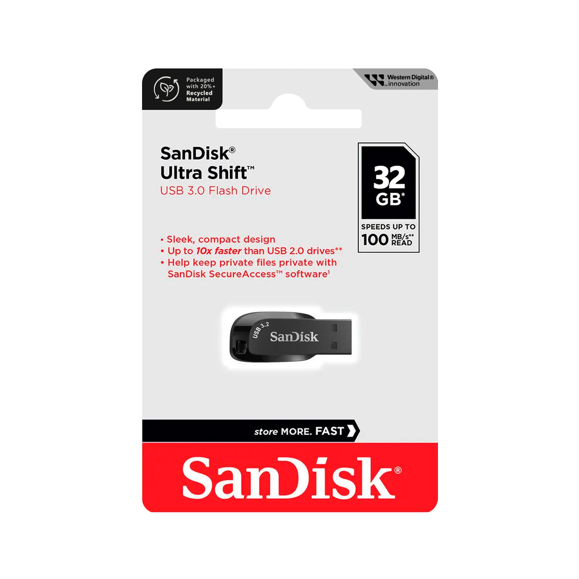 Pendrive SanDisk USB 3.2 32GB Ultra Shift Flash Drive 100MB/s Compatible MAC Windows