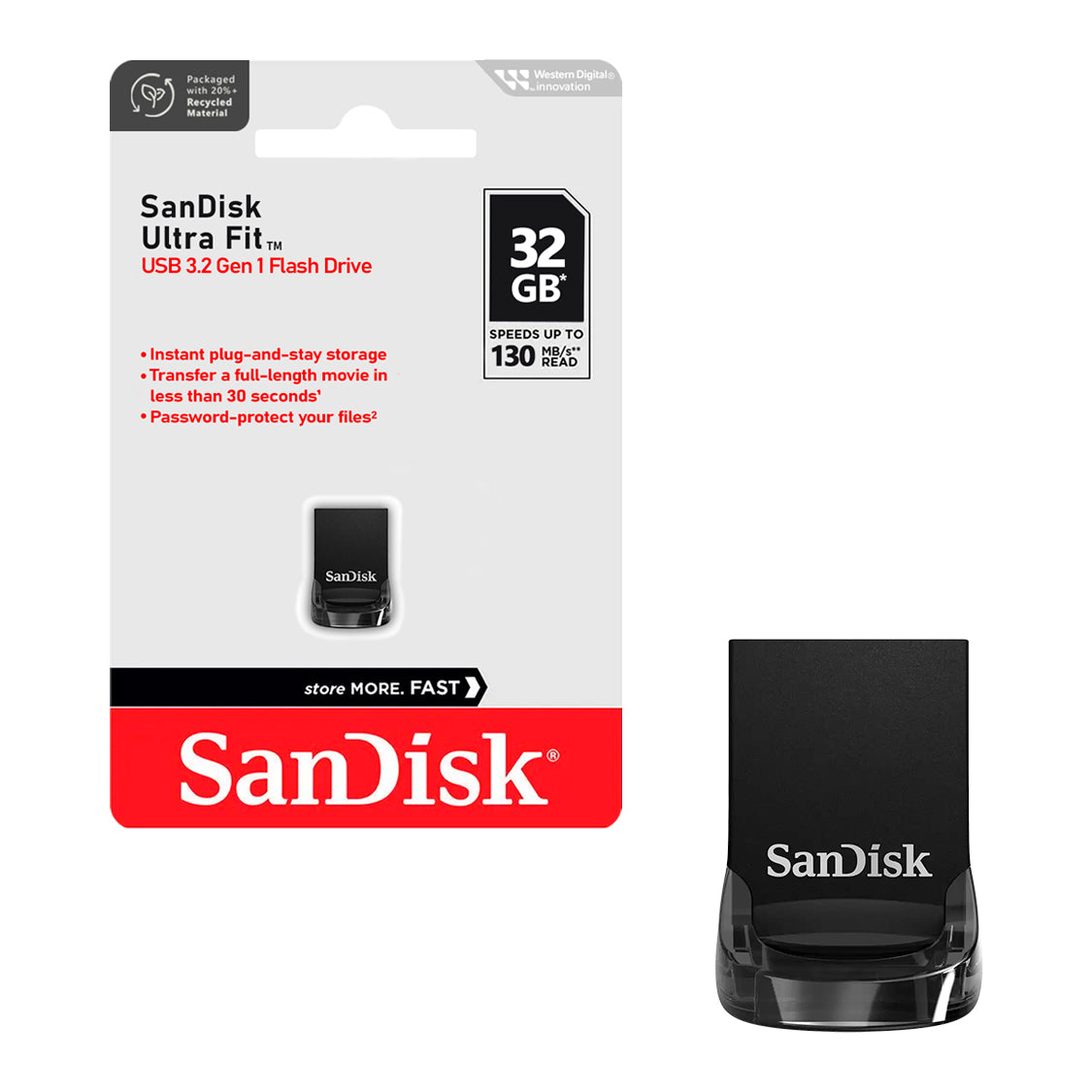 Pendrive SanDisk USB 3.2 32GB Ultra Fit Flash Drive Gen 1 130MB/s Compatible MAC Windows