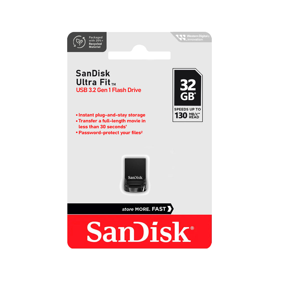 Pendrive SanDisk USB 3.2 32GB Ultra Fit Flash Drive Gen 1 130MB/s Compatible MAC Windows