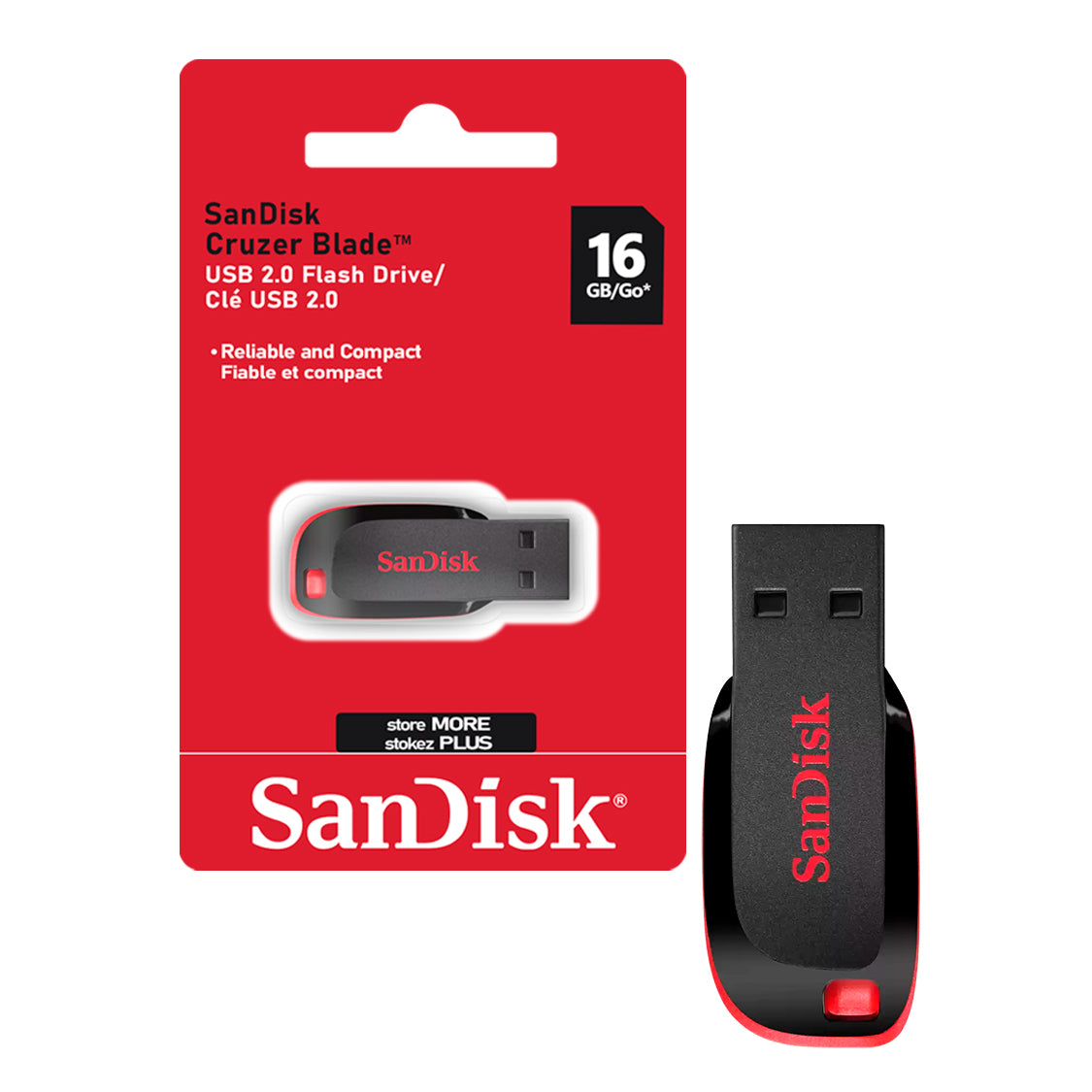 Pendrive SanDisk USB 2.0 16GB Cruzer Blade Flash Drive 150MB/s Compatible MAC Windows - Mayorista de Tecnología