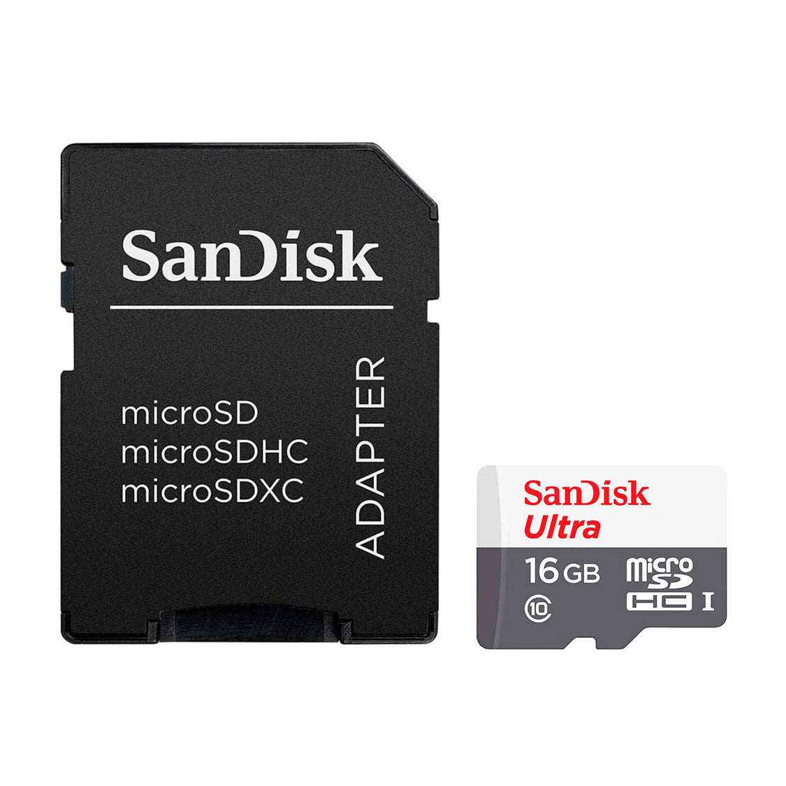 Tarjeta de Memoria MicroSDHC SanDisk 16GB Ultra Clase 10 UHS-I 80MB/s + Adaptador Multiuso