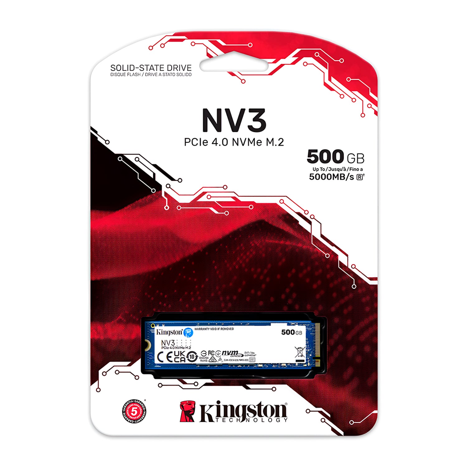 Disco Solido SSD Kingston NV3 500GB M.2 NVMe PCIe Open Box