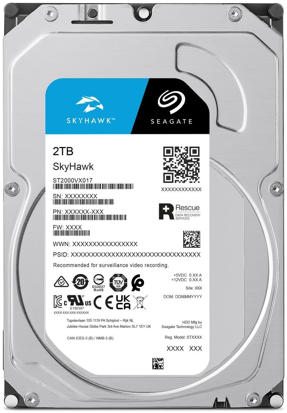 Disco duro interno Seagate SkyHawk 2TB PC/DVR/NVR Vigilancia