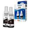Pack 2 Botellas Tinta Epson T664 Color Negro 70ml 4000 pag